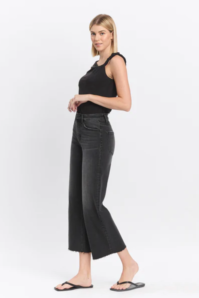 Acerbic High Rise Crop Wide Leg Jean