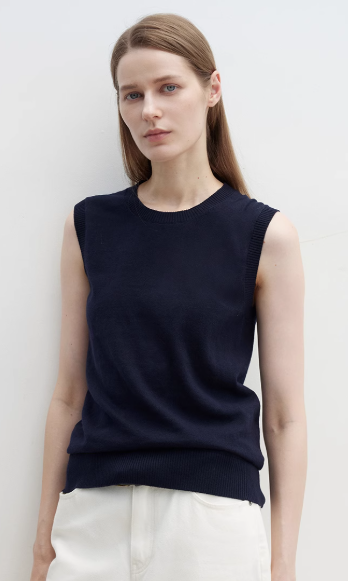 Six Pence Round Neck Knitted Sweater Vest