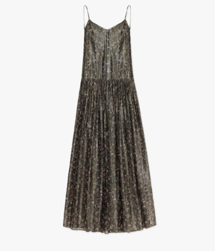 "Floating Lights" Retro Paisley Print Silk Holiday Sling Dress