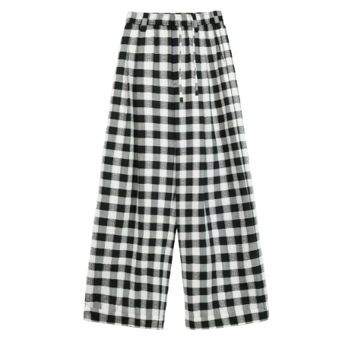"Plaid Accent" Linen Pants