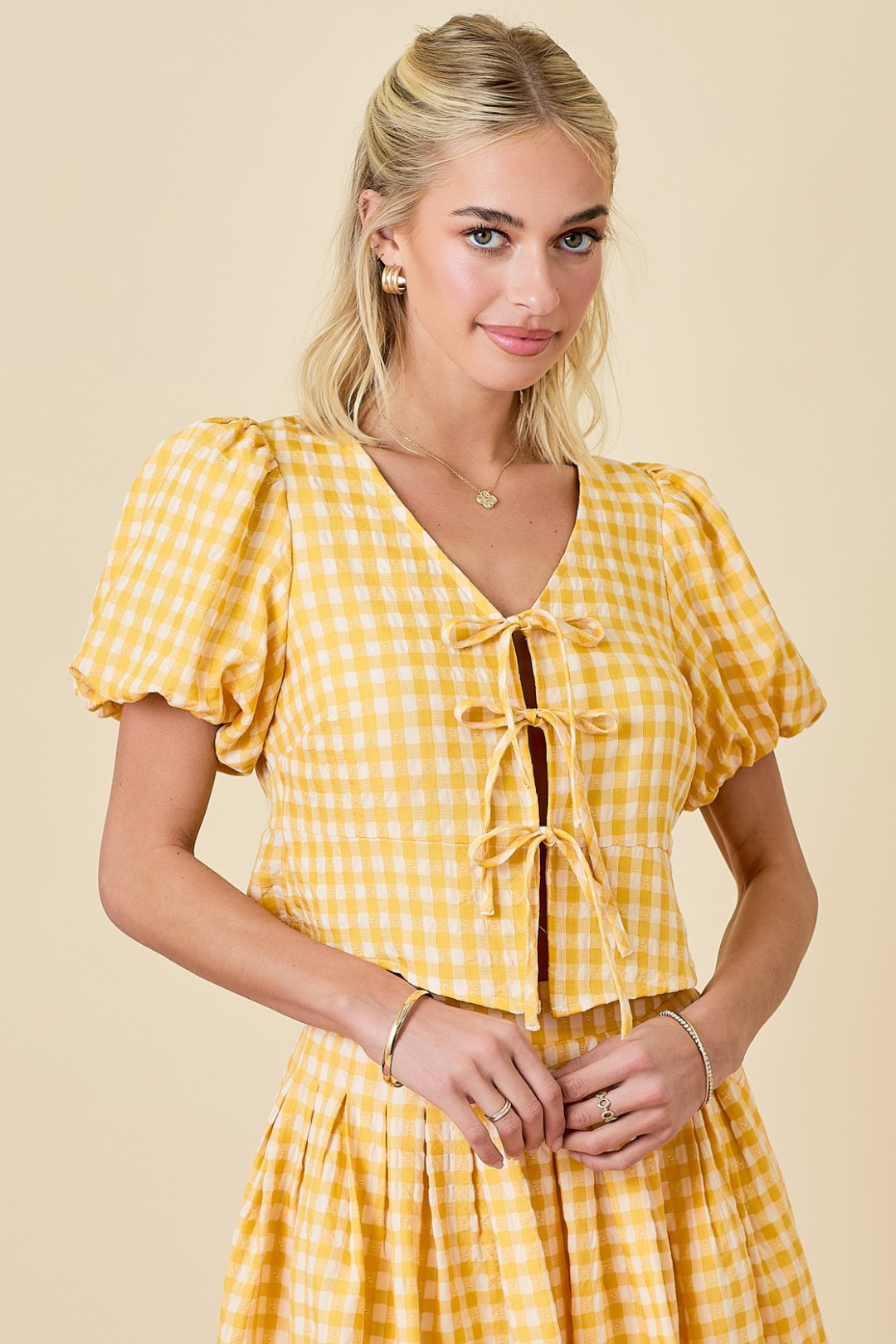 Gingham Bow Top