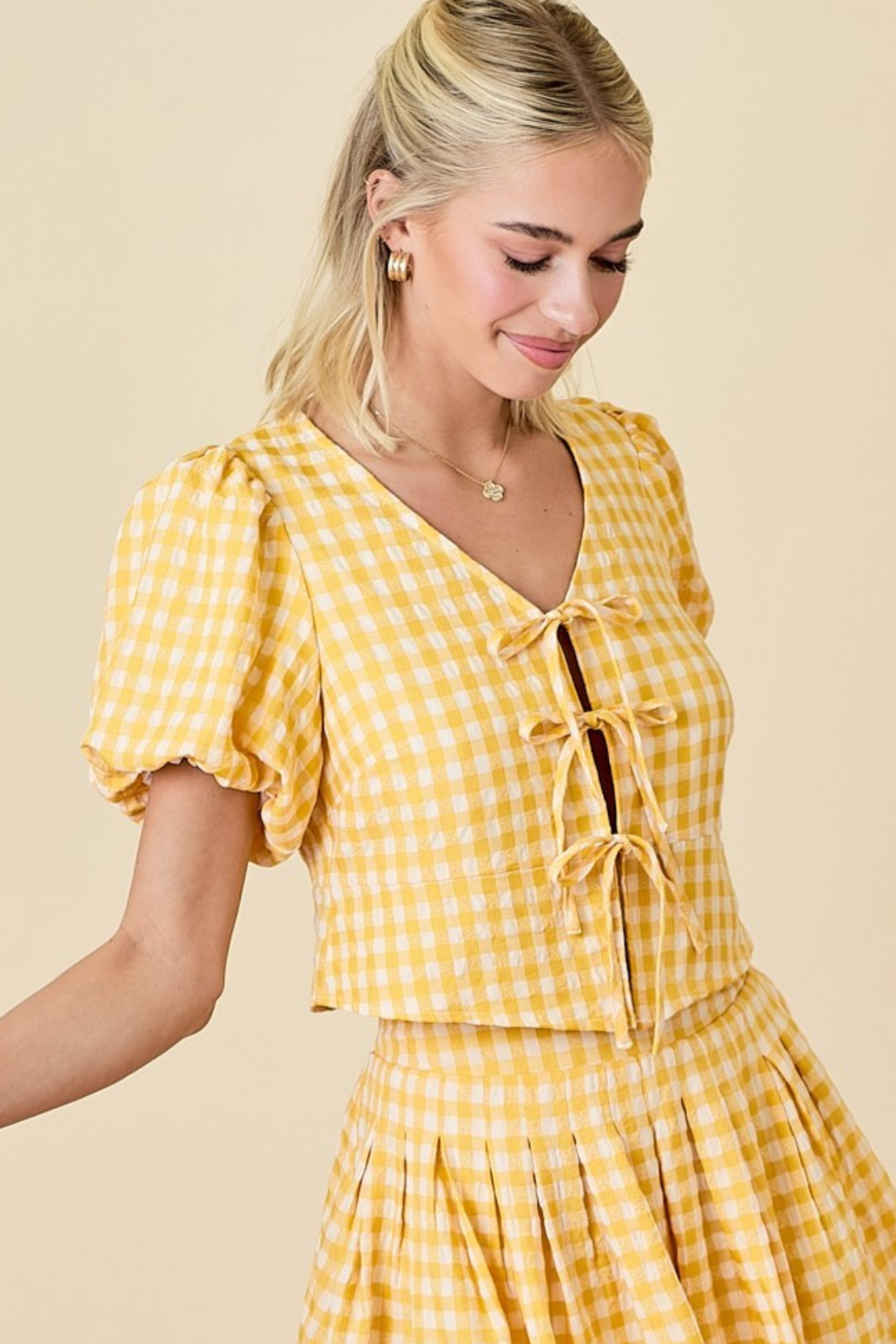Gingham Bow Top