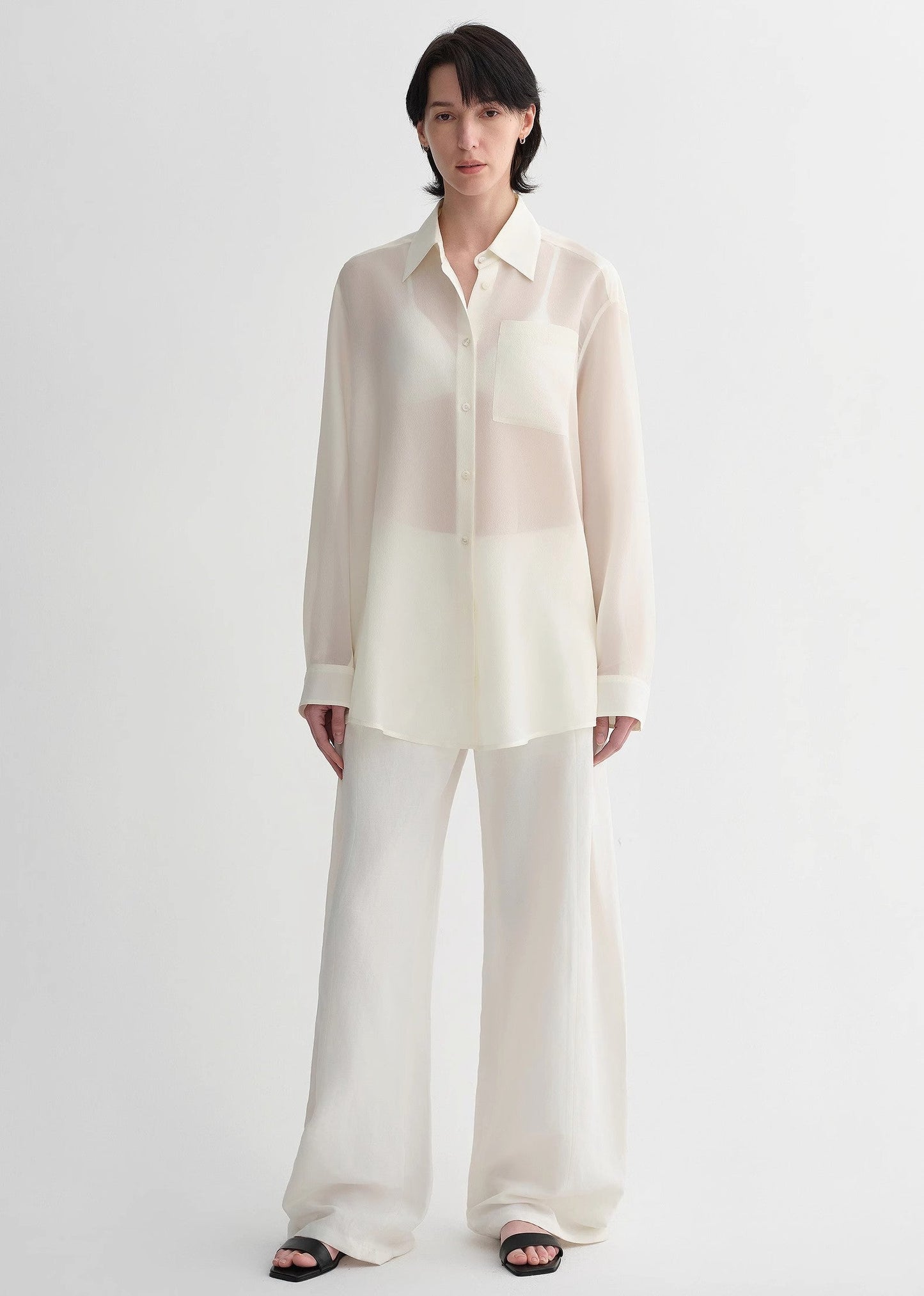 Classic Silhouette Mulberry Silk Acetate Blouse