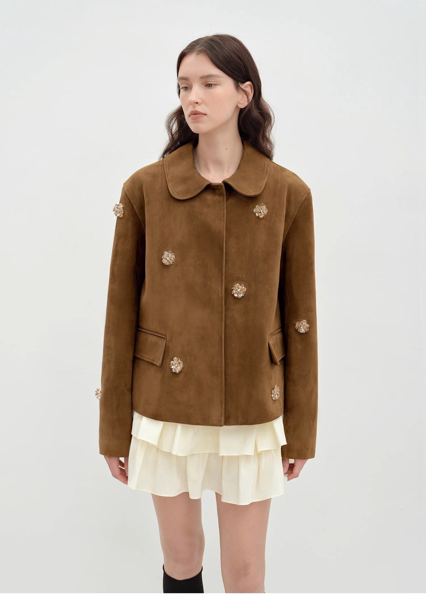 Velour Beaded Suede Leather Jacket