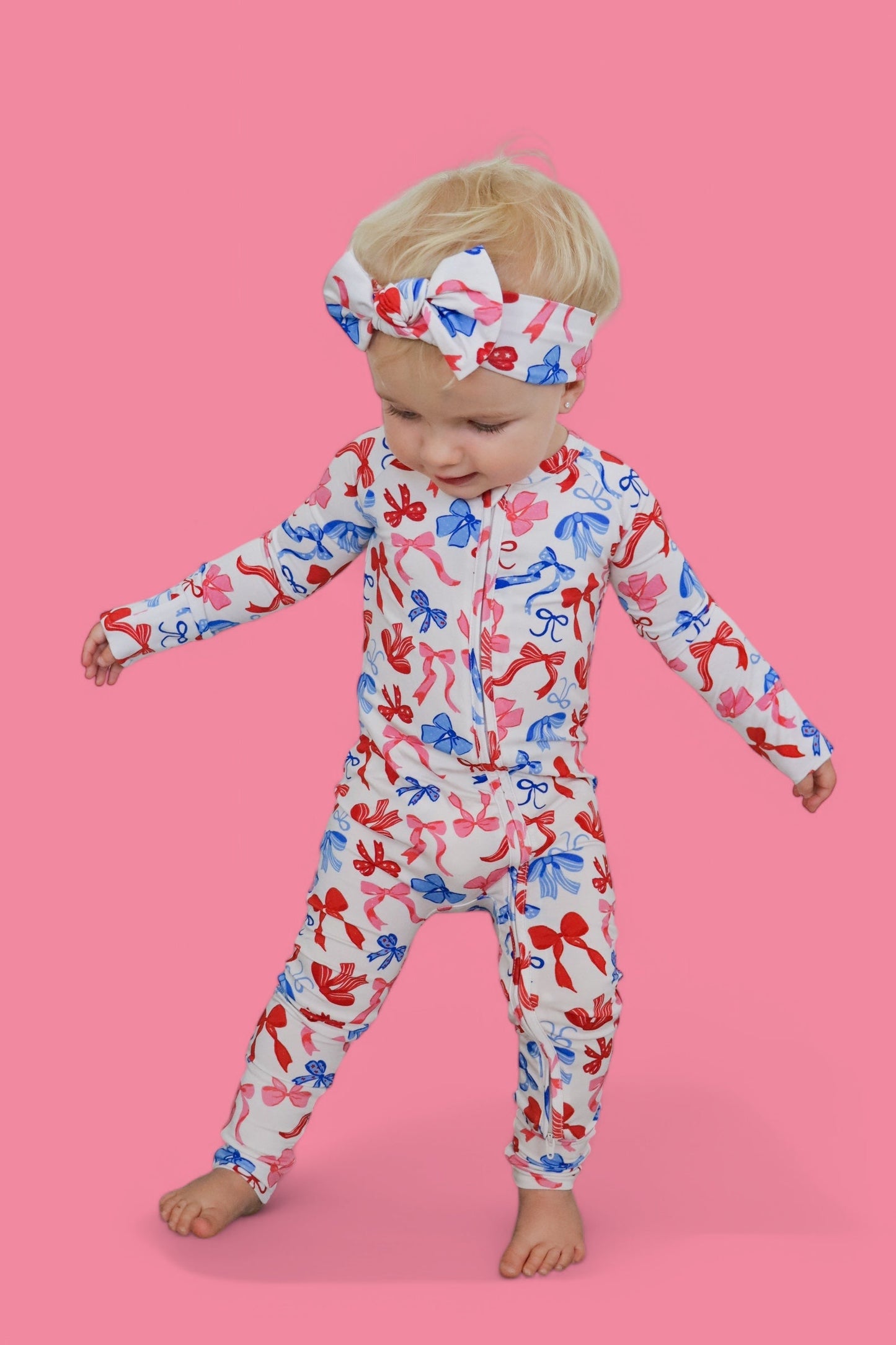 RED, WHITE AND BOWS DREAM ROMPER
