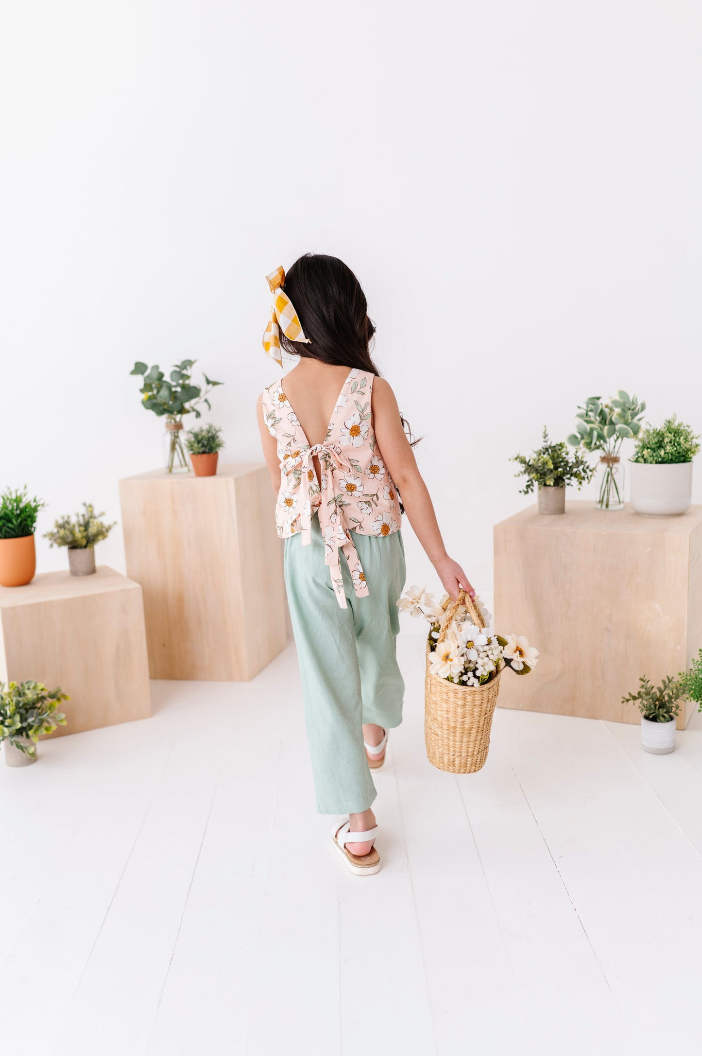 Peachy Peonies | Tie-Back + Crop Pants Set