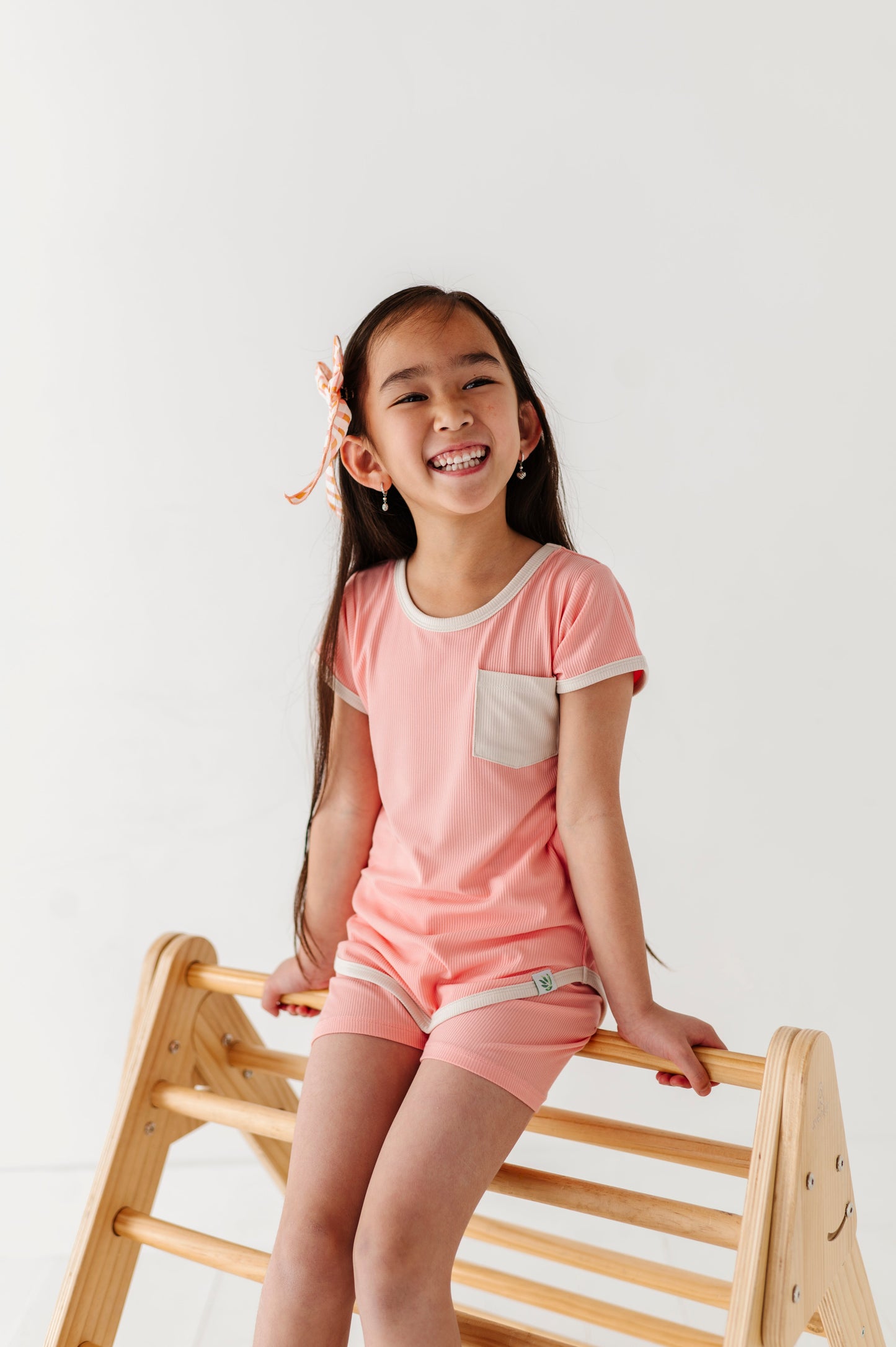 PEACHY | T-Shirt Dress + Shorts RIB SET