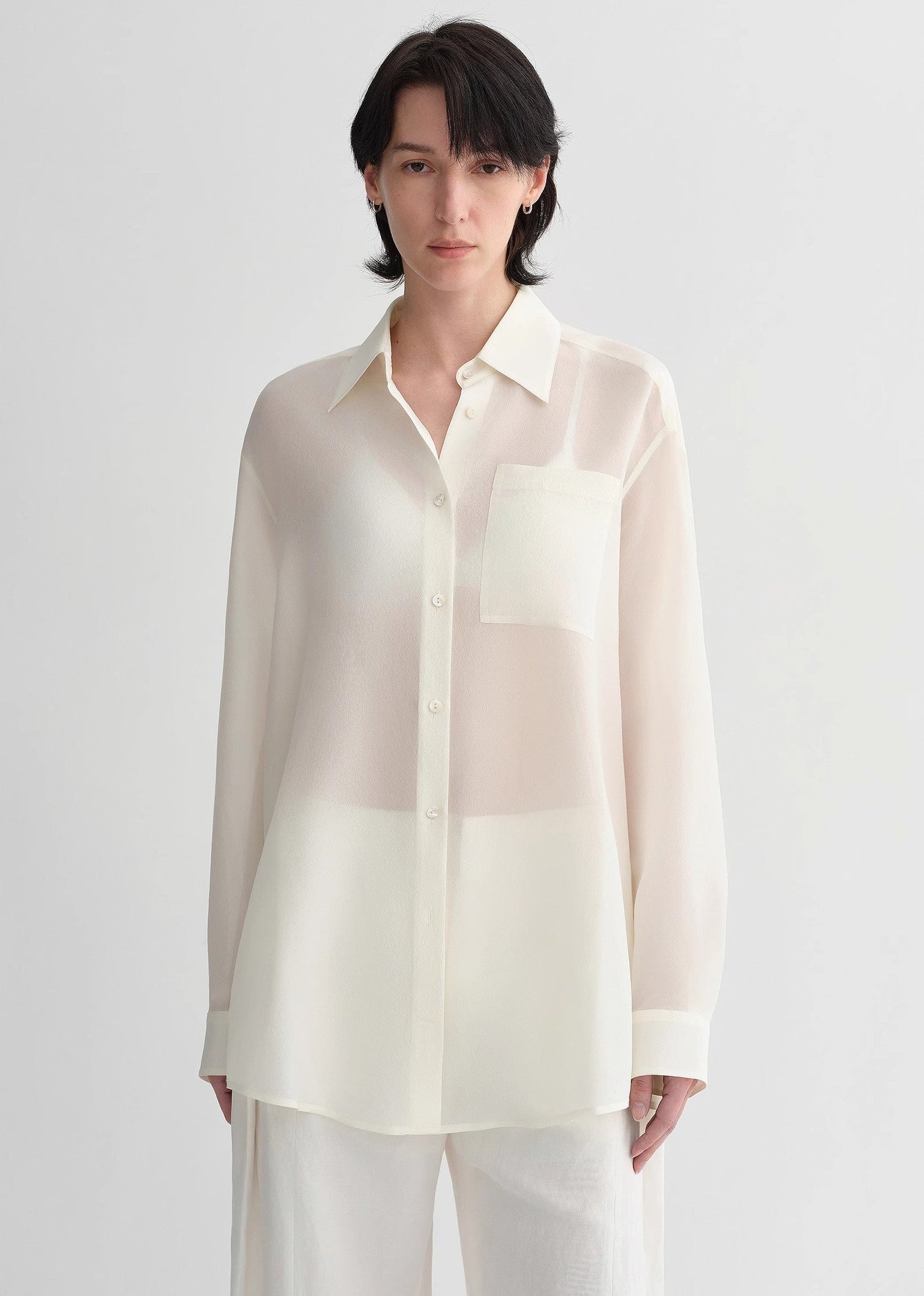 Classic Silhouette Mulberry Silk Acetate Blouse