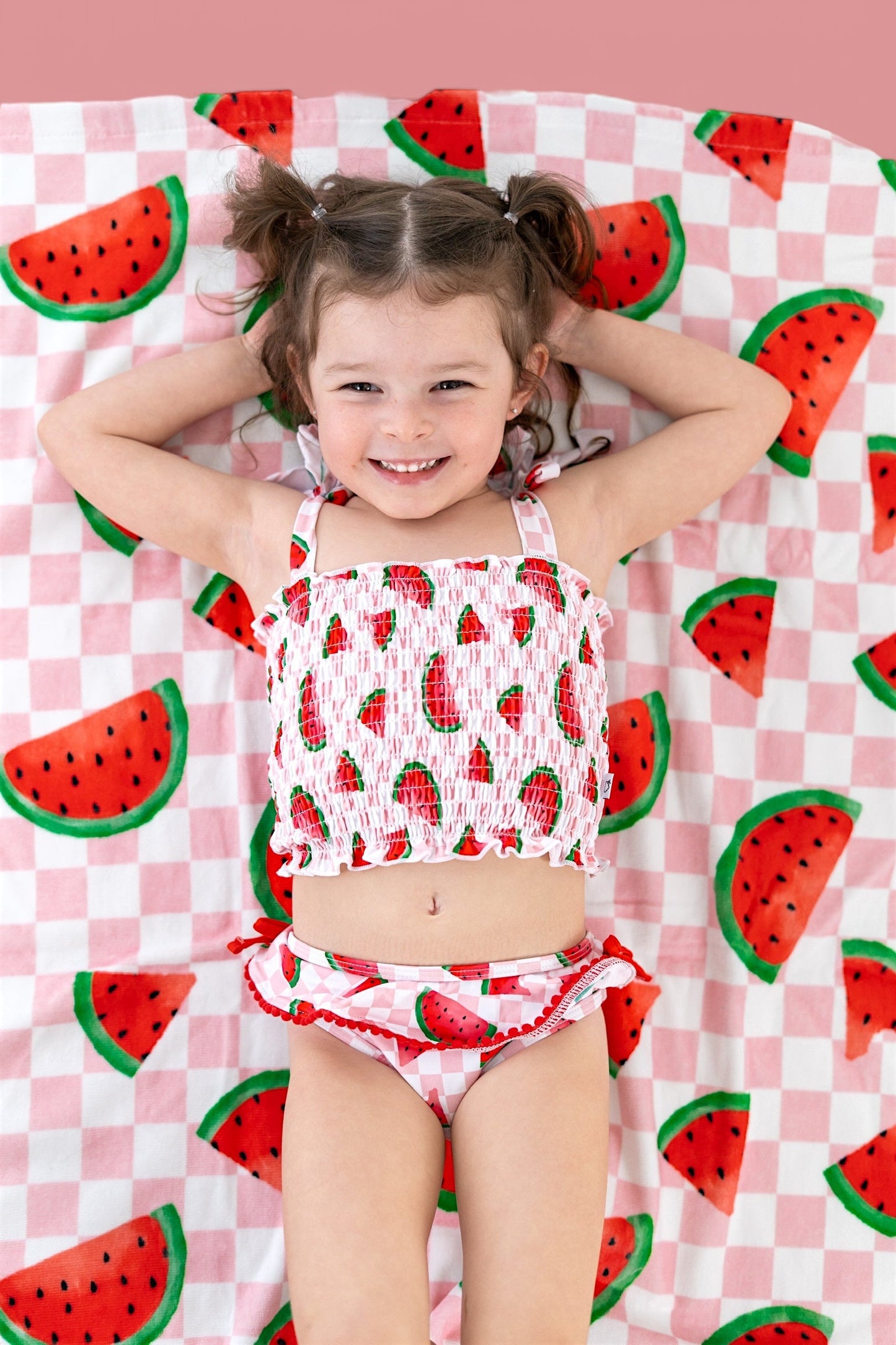 ONE IN A MELON DREAM SMOCKED TANKINI TWO PIECE SWIM SUIT
