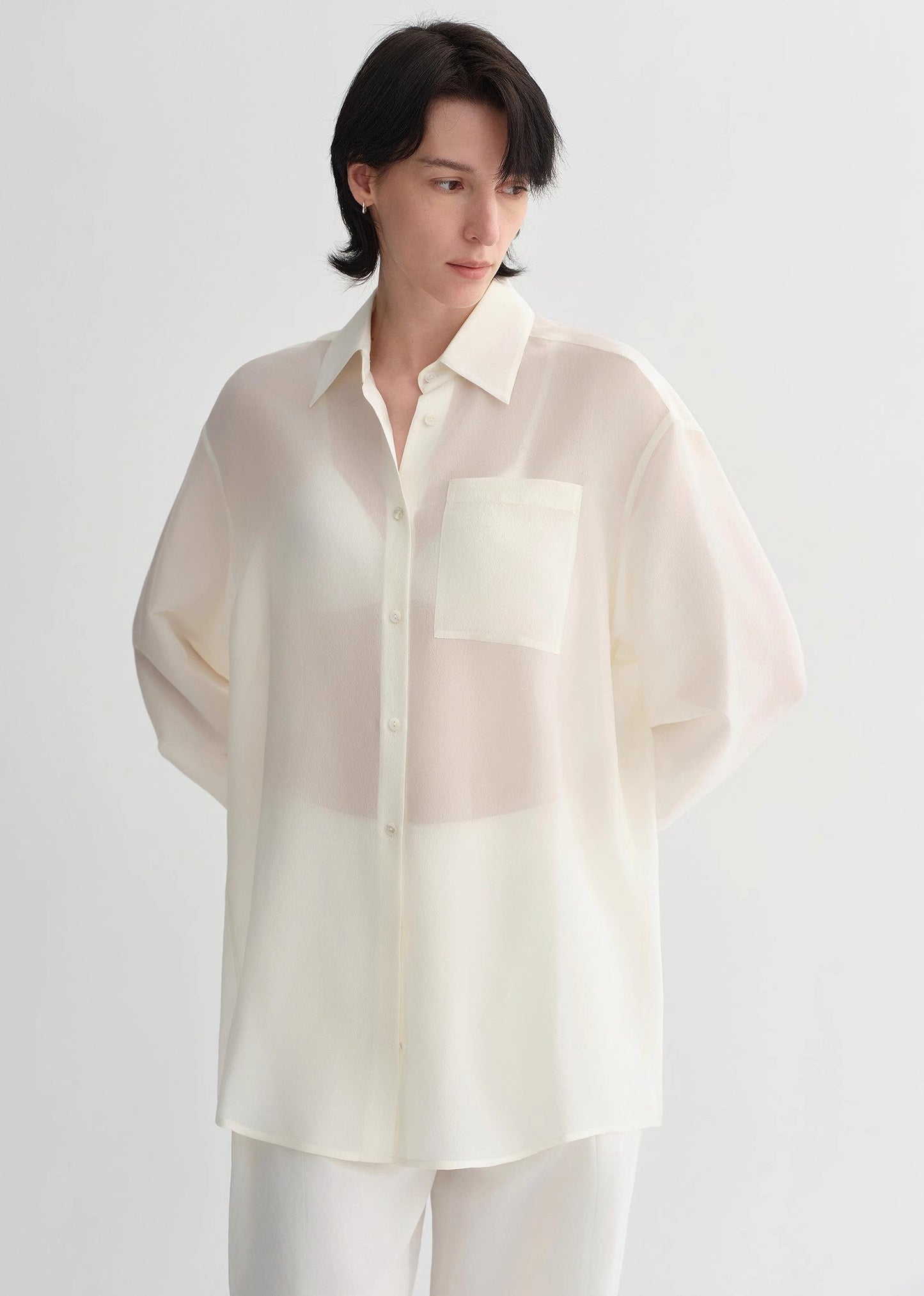 Classic Silhouette Mulberry Silk Acetate Blouse