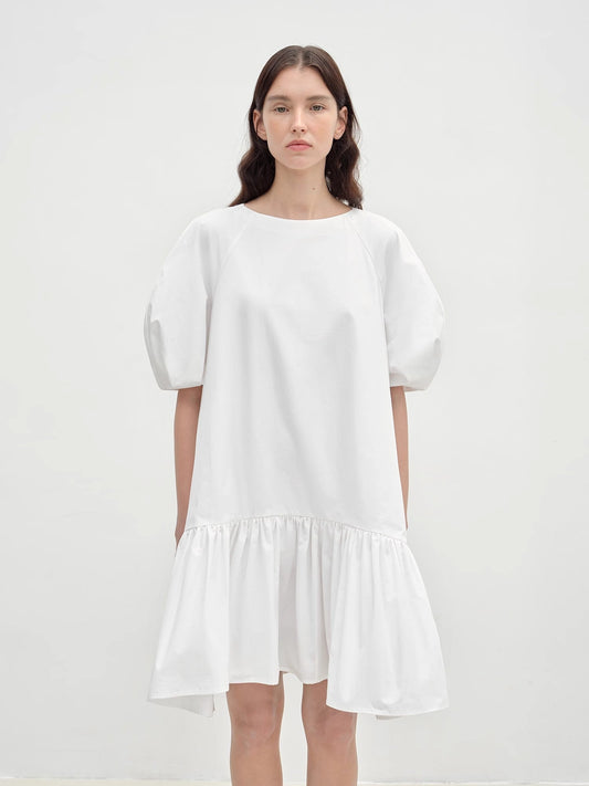 "Ailande" Round Neck Puff Sleeve Temperament Dress for Women Summer