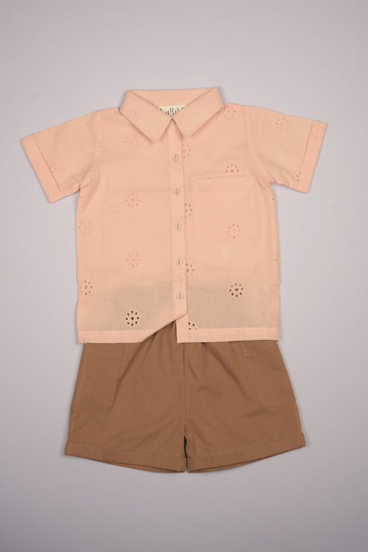 Embroidered Schiffli Boys Shirt and Pant Set