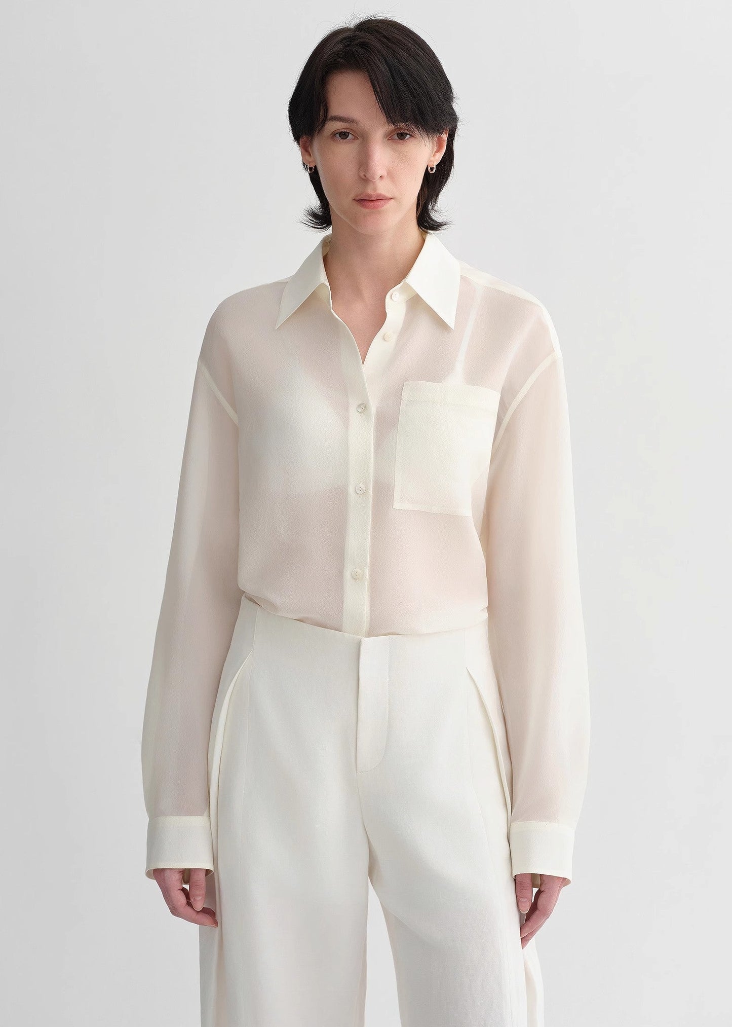 Classic Silhouette Mulberry Silk Acetate Blouse