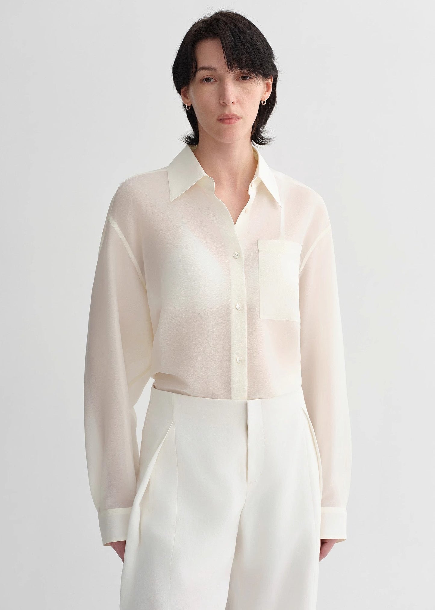 Classic Silhouette Mulberry Silk Acetate Blouse