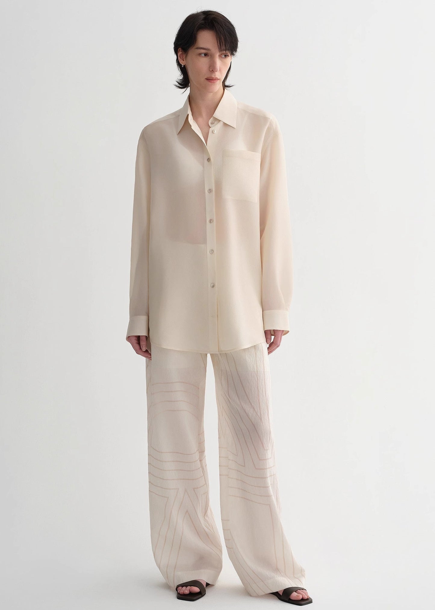 Classic Silhouette Mulberry Silk Acetate Blouse
