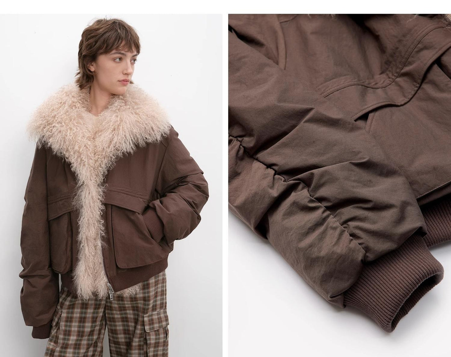 Winter Is Coming Fashionable Warm and Waterproof Detachable Silhouette Beach Wool Collar Short Down Parka
