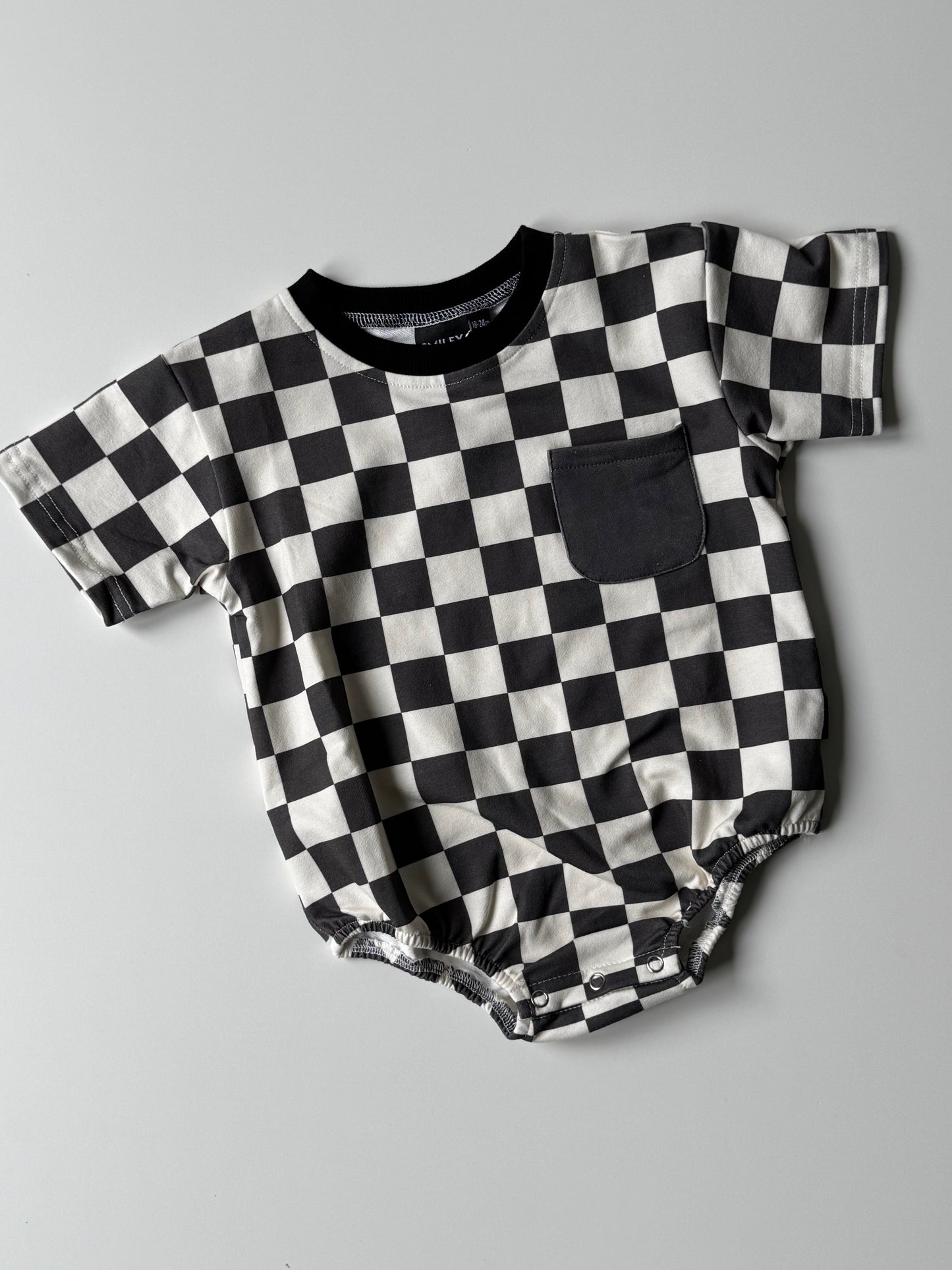 CHECKERED COLOR BLOCK • ROMPER
