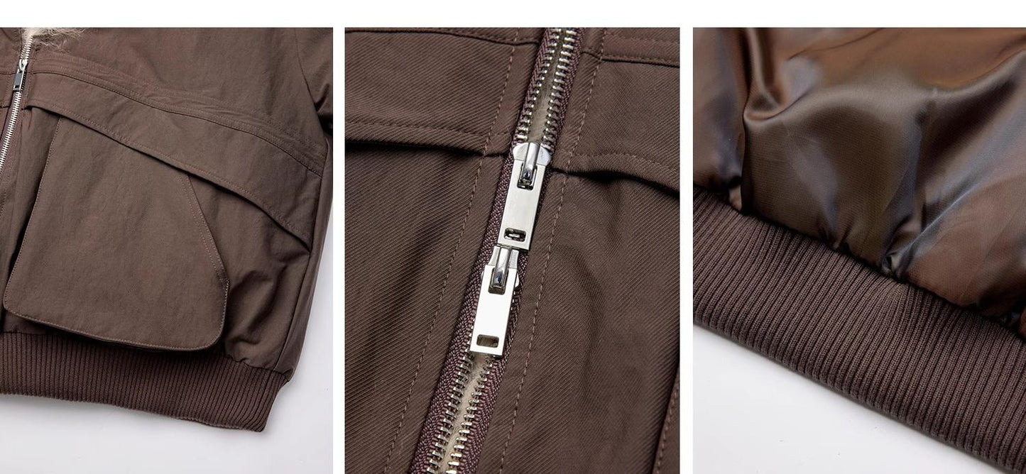 Winter Is Coming Fashionable Warm and Waterproof Detachable Silhouette Beach Wool Collar Short Down Parka