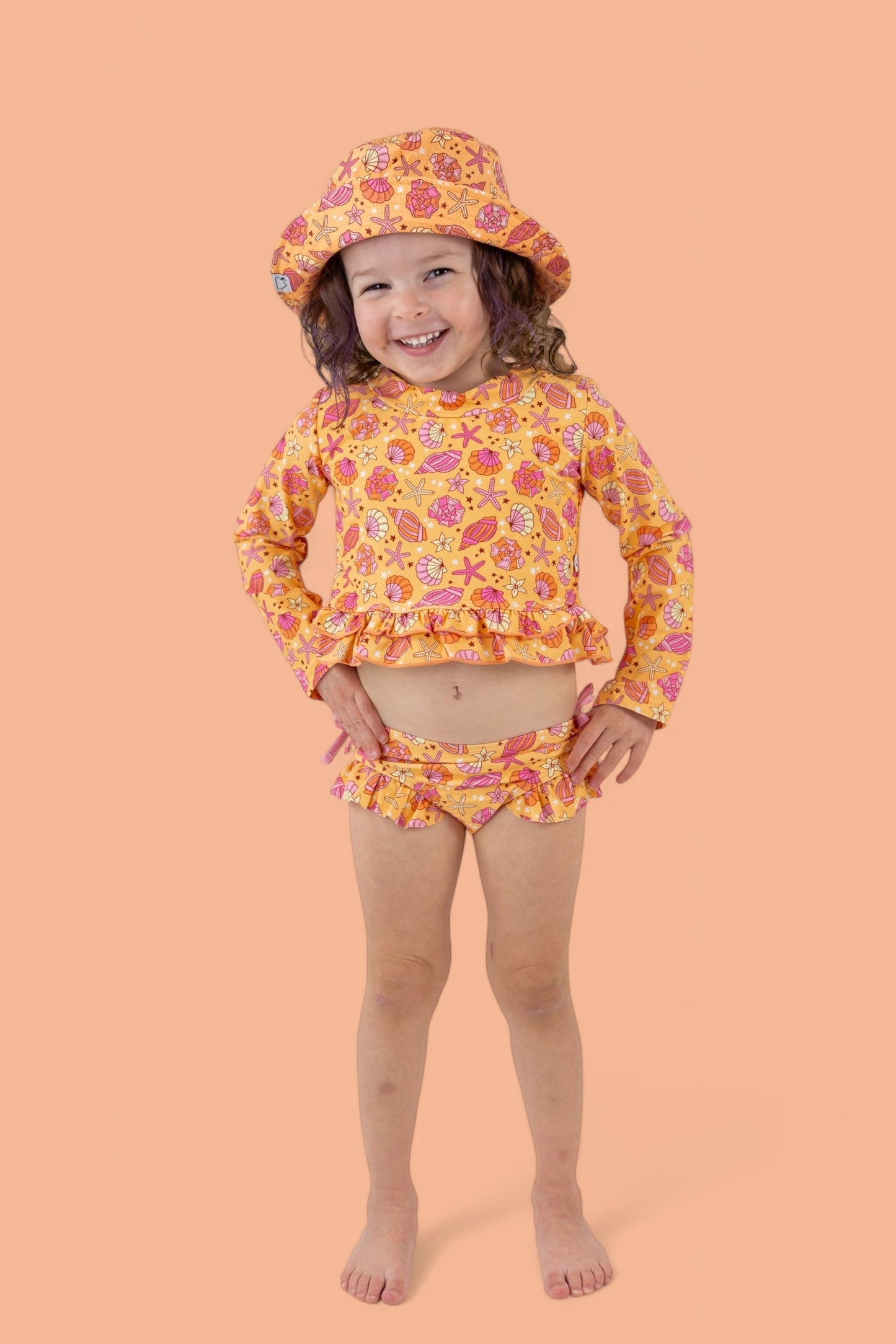SHELLO SUMMER DREAM TWO-PIECE RASH GUARD RUFFLE SWIM SUIT