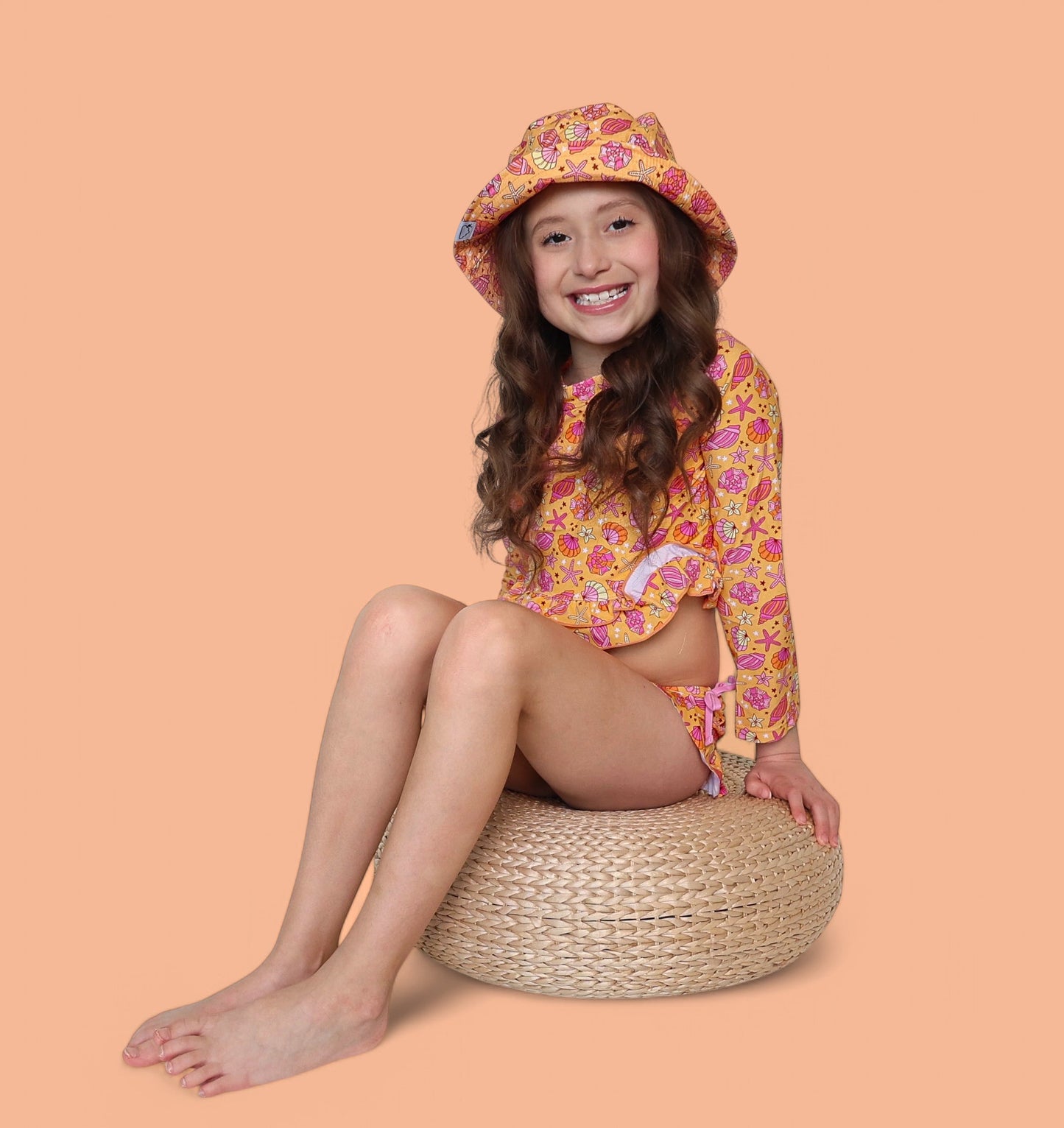 SHELLO SUMMER DREAM TWO-PIECE RASH GUARD RUFFLE SWIM SUIT