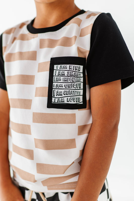 Chunky Tan Check Boys Affirmation Pocket Tee