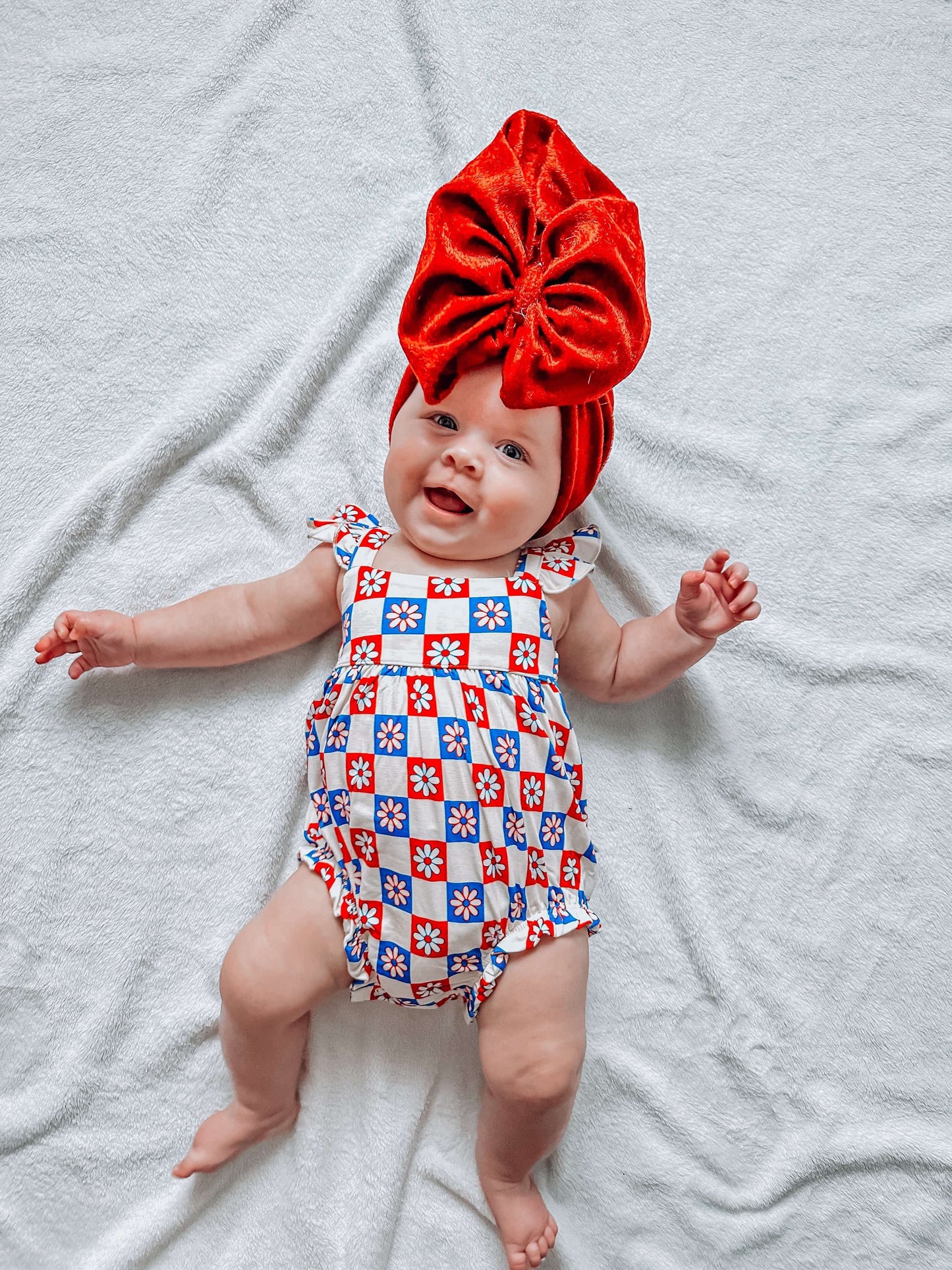 Patriotic Checkered Bamboo Romper