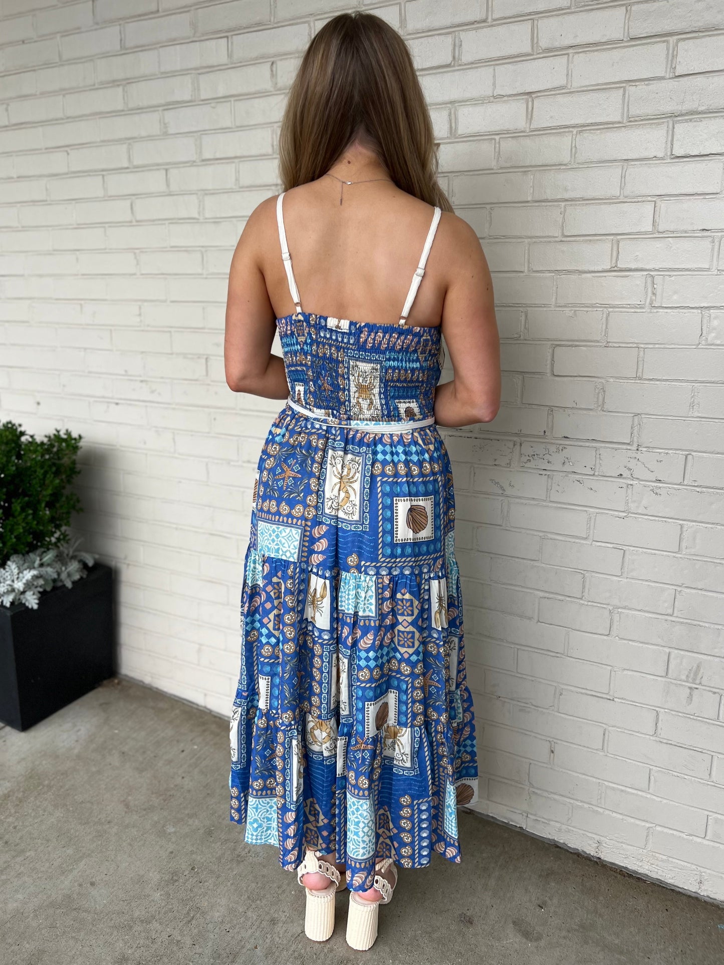 Tessa Sleeveless Coastal Print Midi Dress