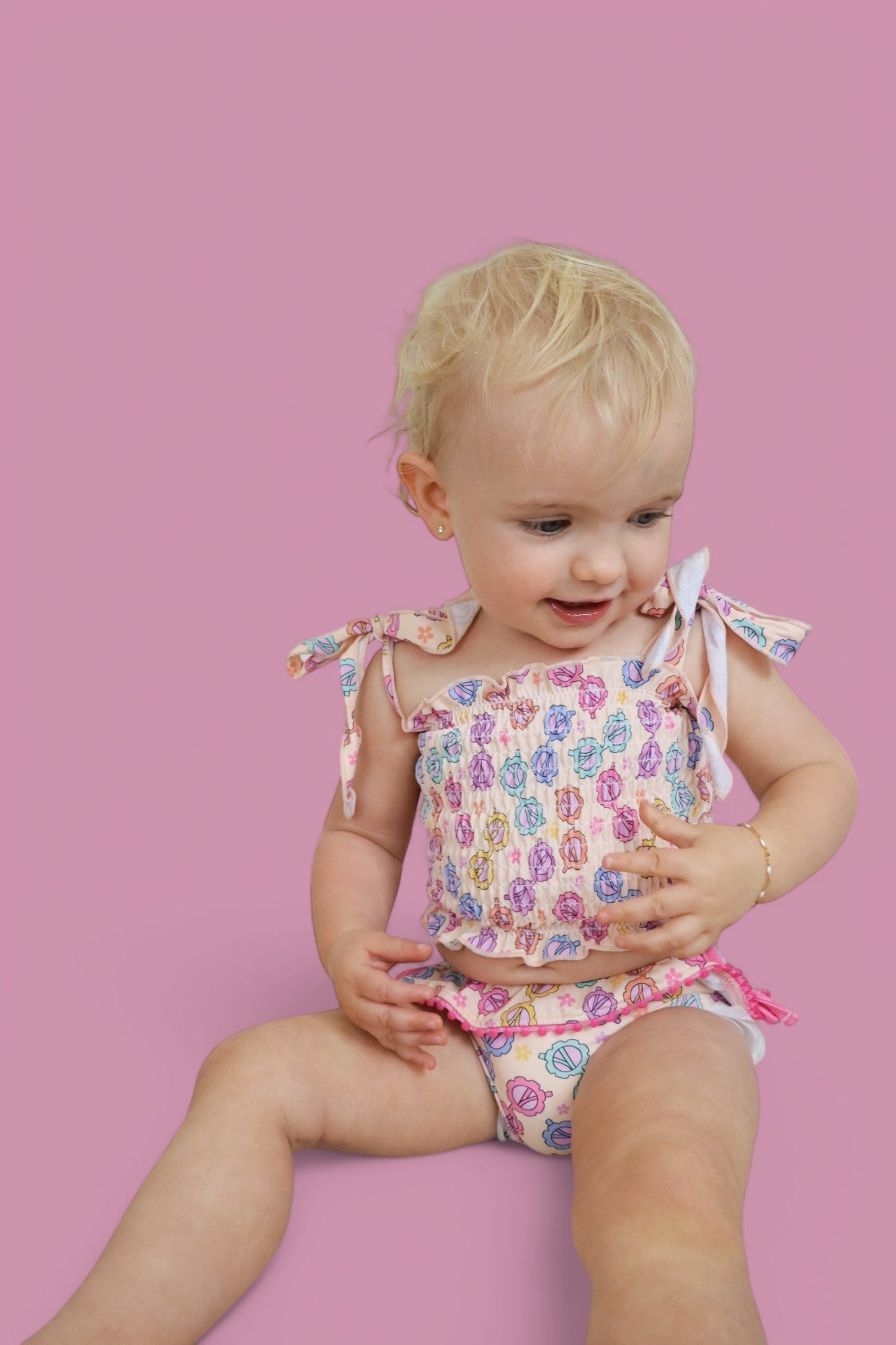 RAY OF SUNSHINE DREAM SMOCKED TANKINI TWO PIECE SWIM SUIT