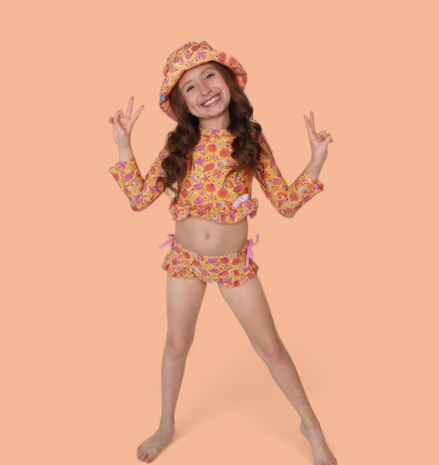 SHELLO SUMMER DREAM TWO-PIECE RASH GUARD RUFFLE SWIM SUIT