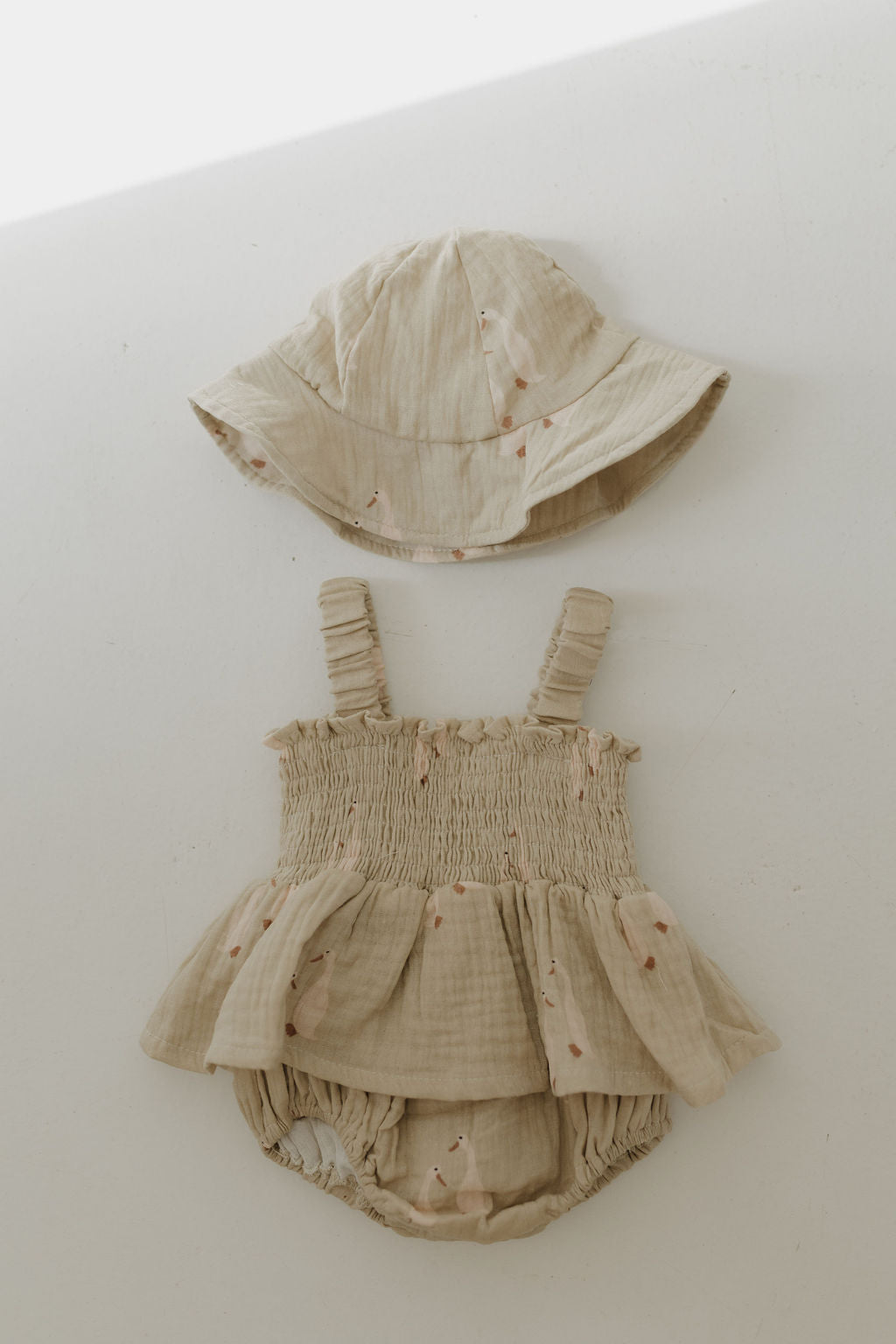 Sleeveless Muslin Romper & Hat | Silly Goose
