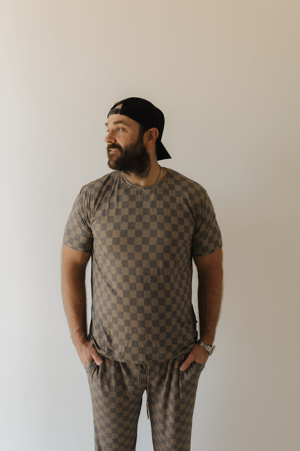 Men's Bamboo Short Sleeve Pajama | Faded Checkerboard