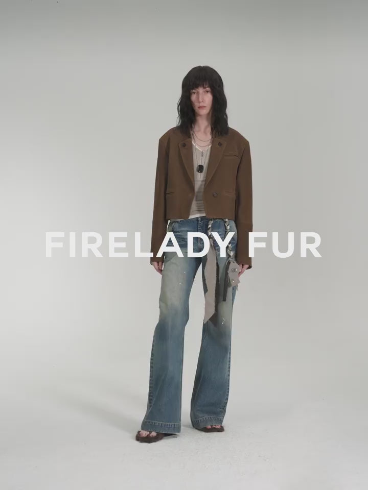 Roman Story Stand Collar Sheepskin Jacket
