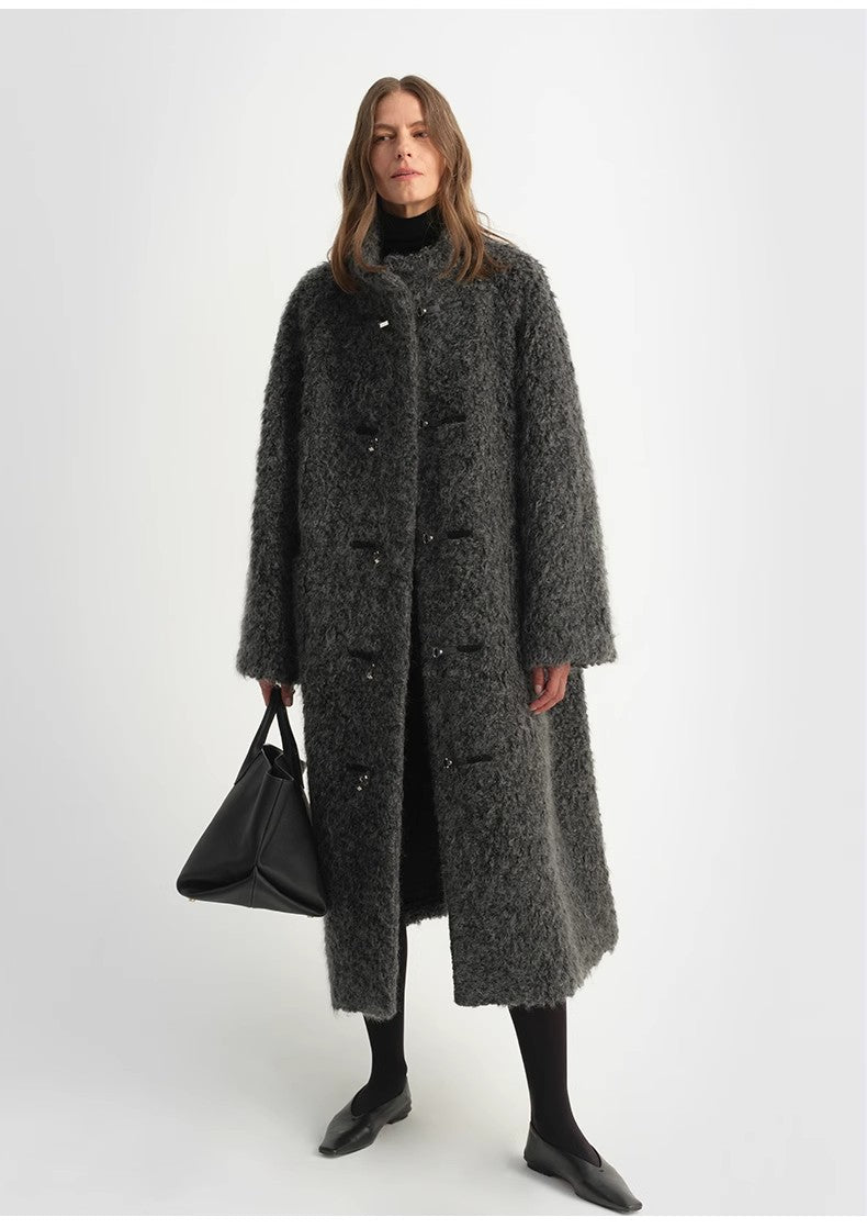 Parisian Affair Circle Long Fur Toggle Coat for Women