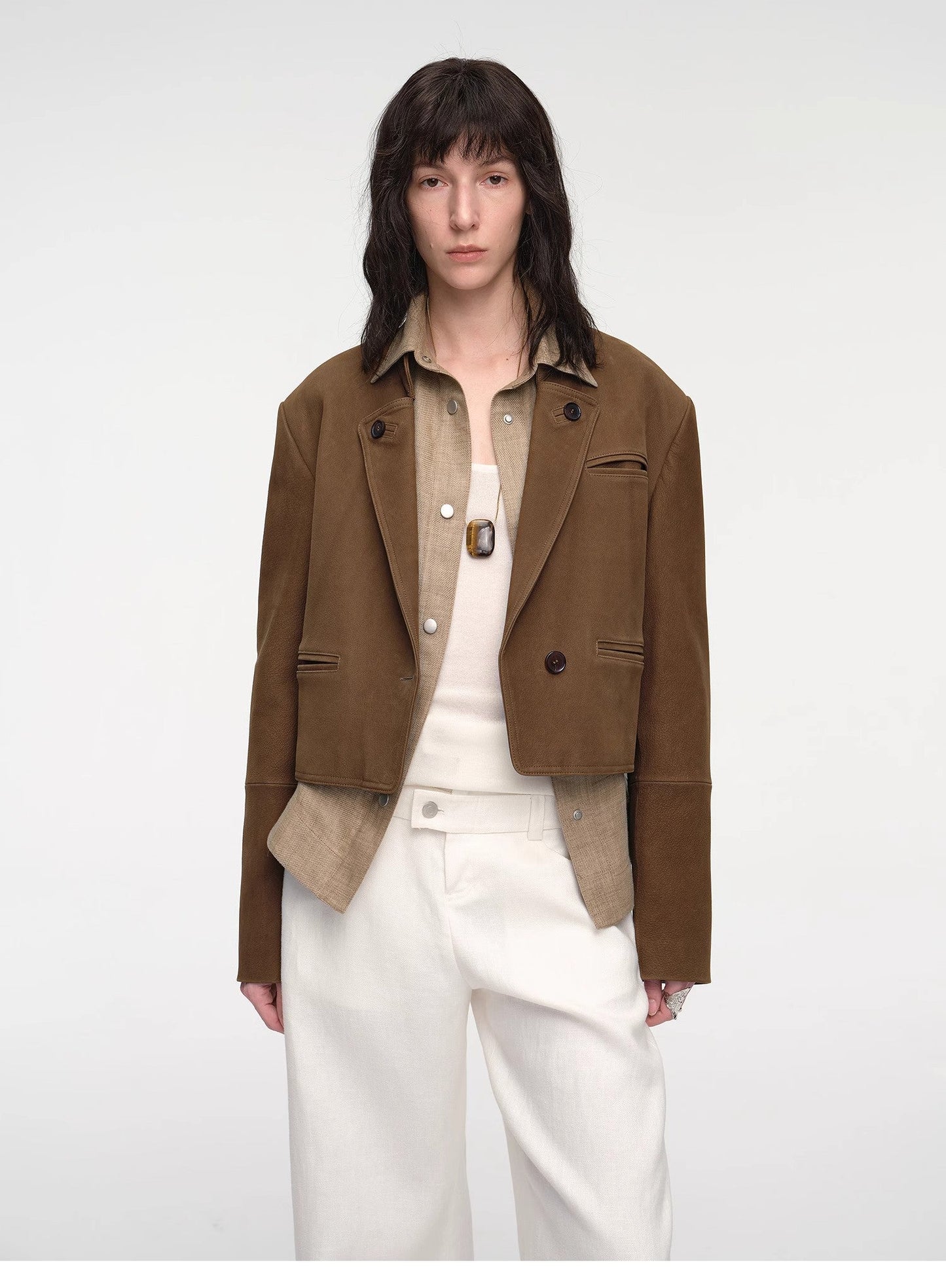 Roman Story Stand Collar Sheepskin Jacket