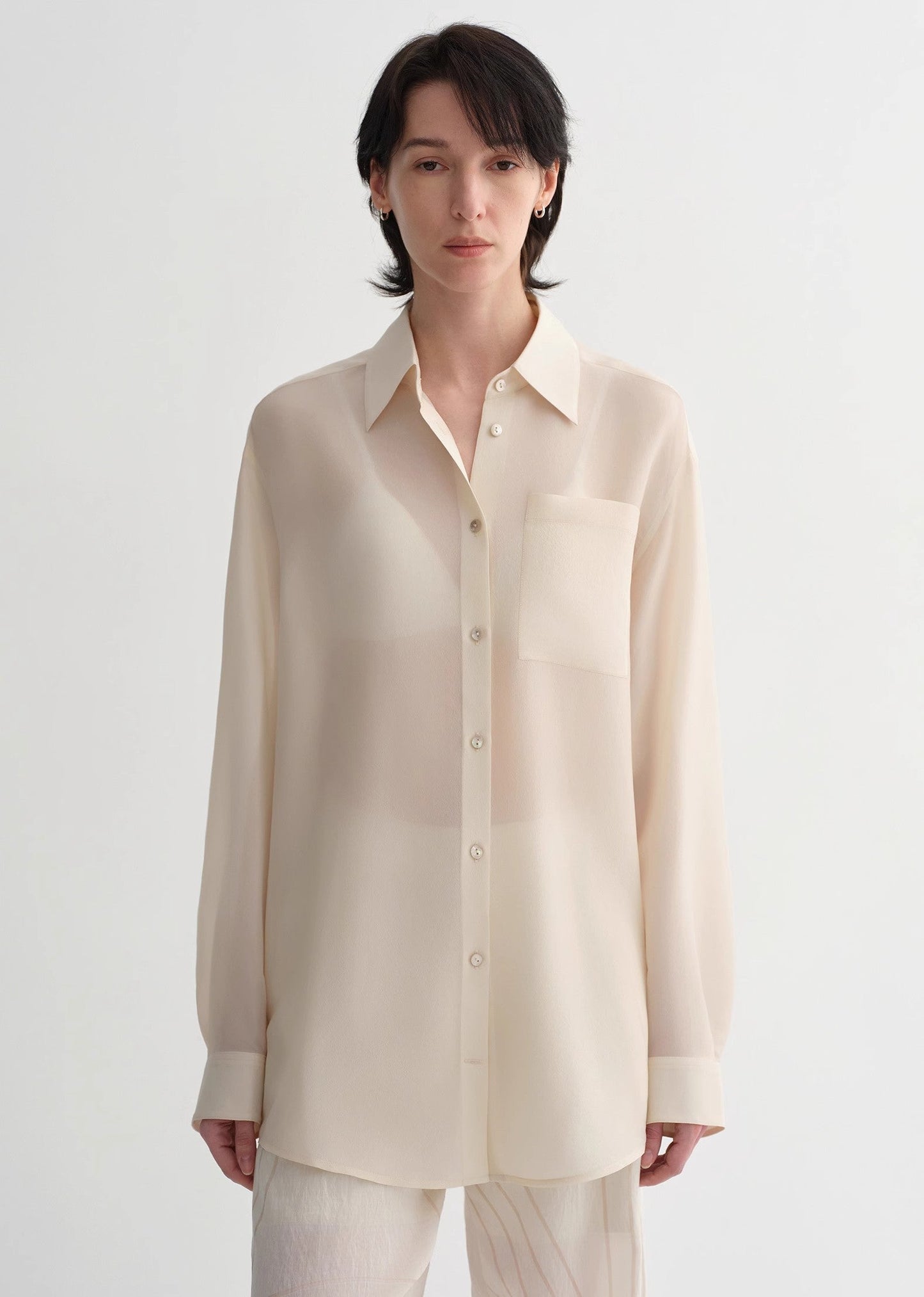 Classic Silhouette Mulberry Silk Acetate Blouse