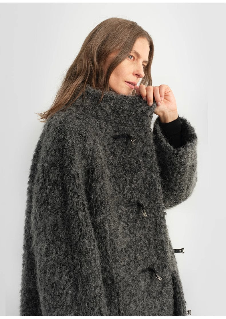 Parisian Affair Circle Long Fur Toggle Coat for Women