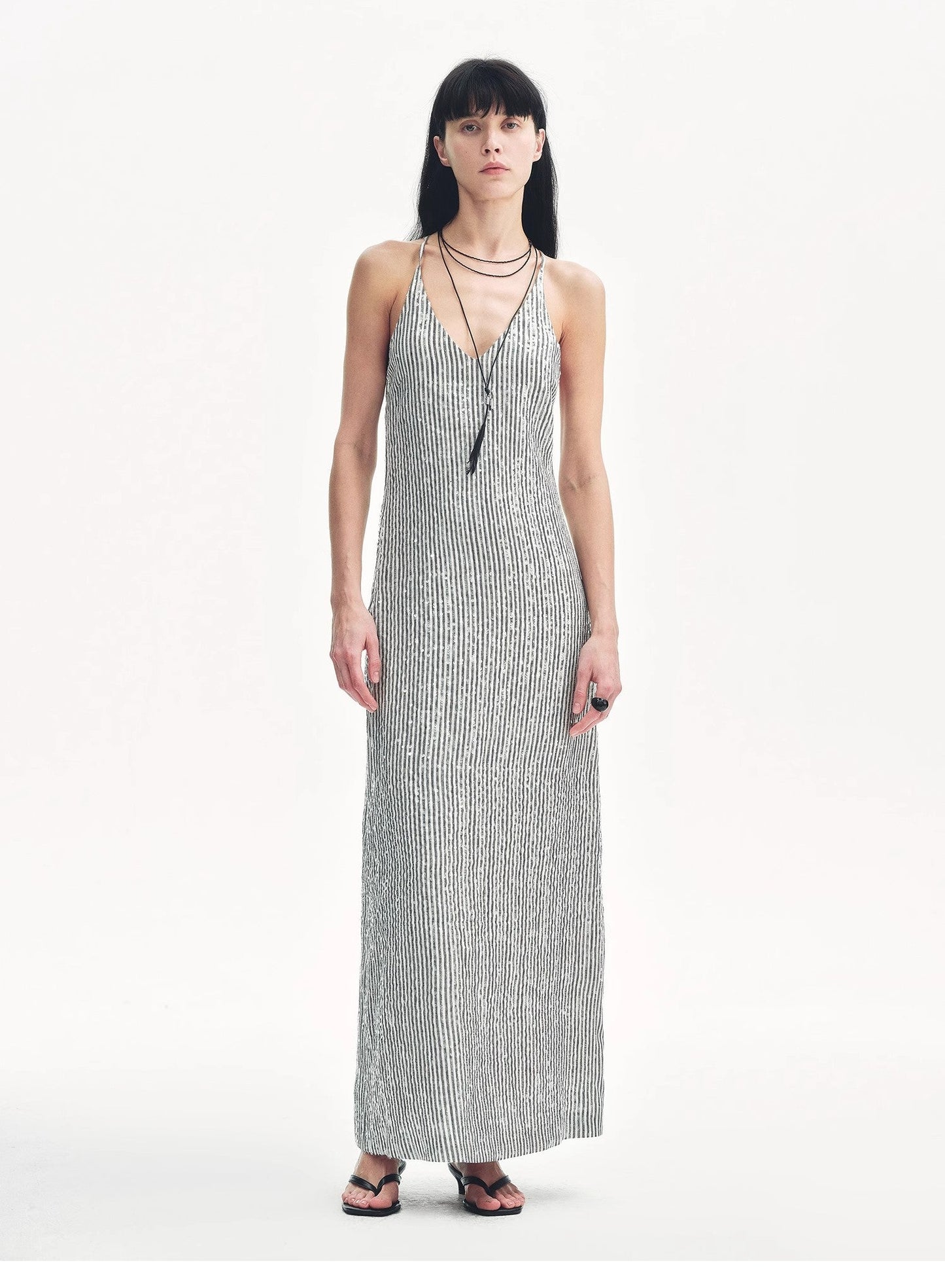 "Galaxy Trace" Linen Sequin Embroidery Dress Summer