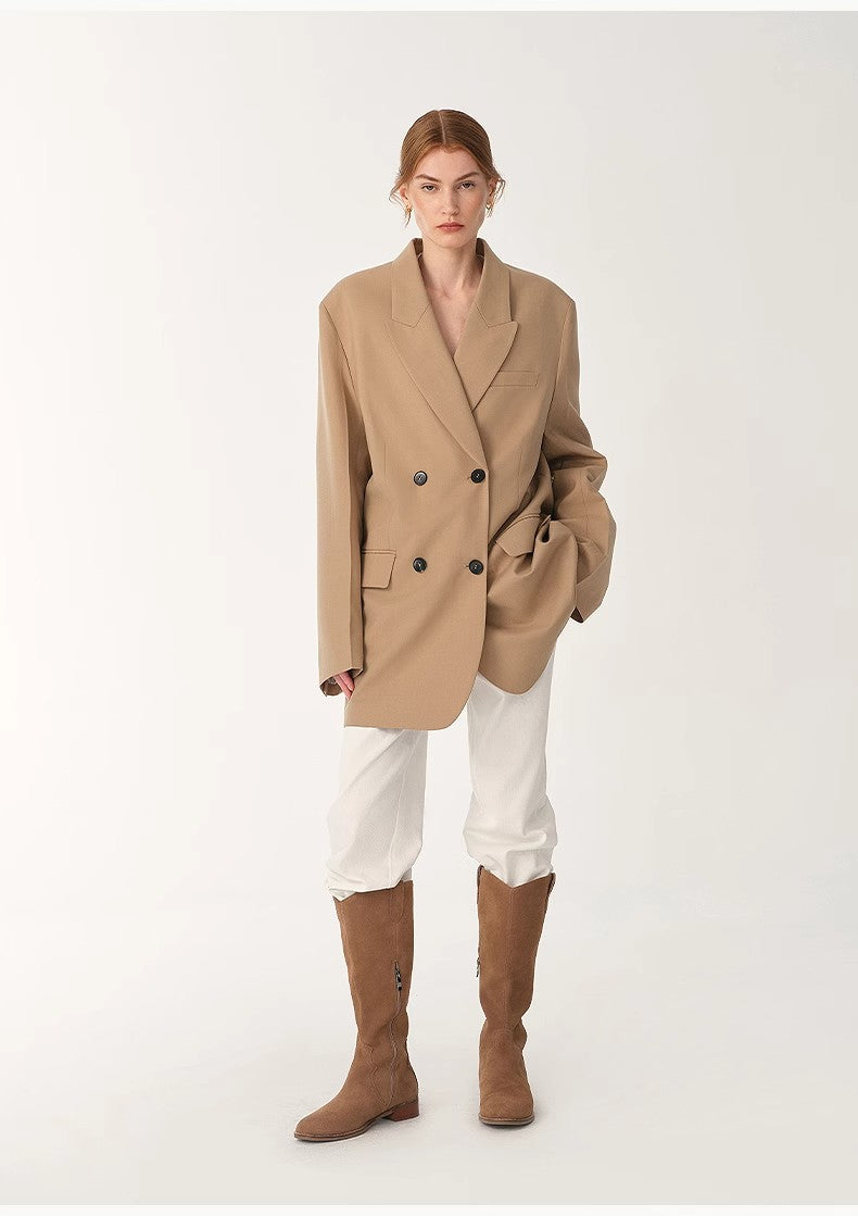 Silk Wool Peaked Lapel Suit Jacket