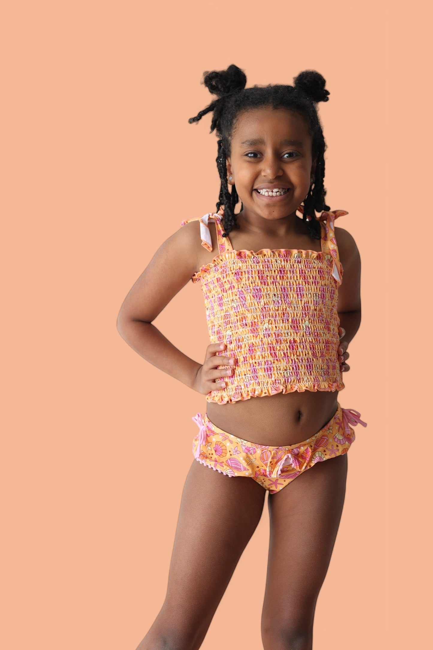 SHELLO SUMMER DREAM SMOCKED TANKINI TWO PIECE SWIM SUIT
