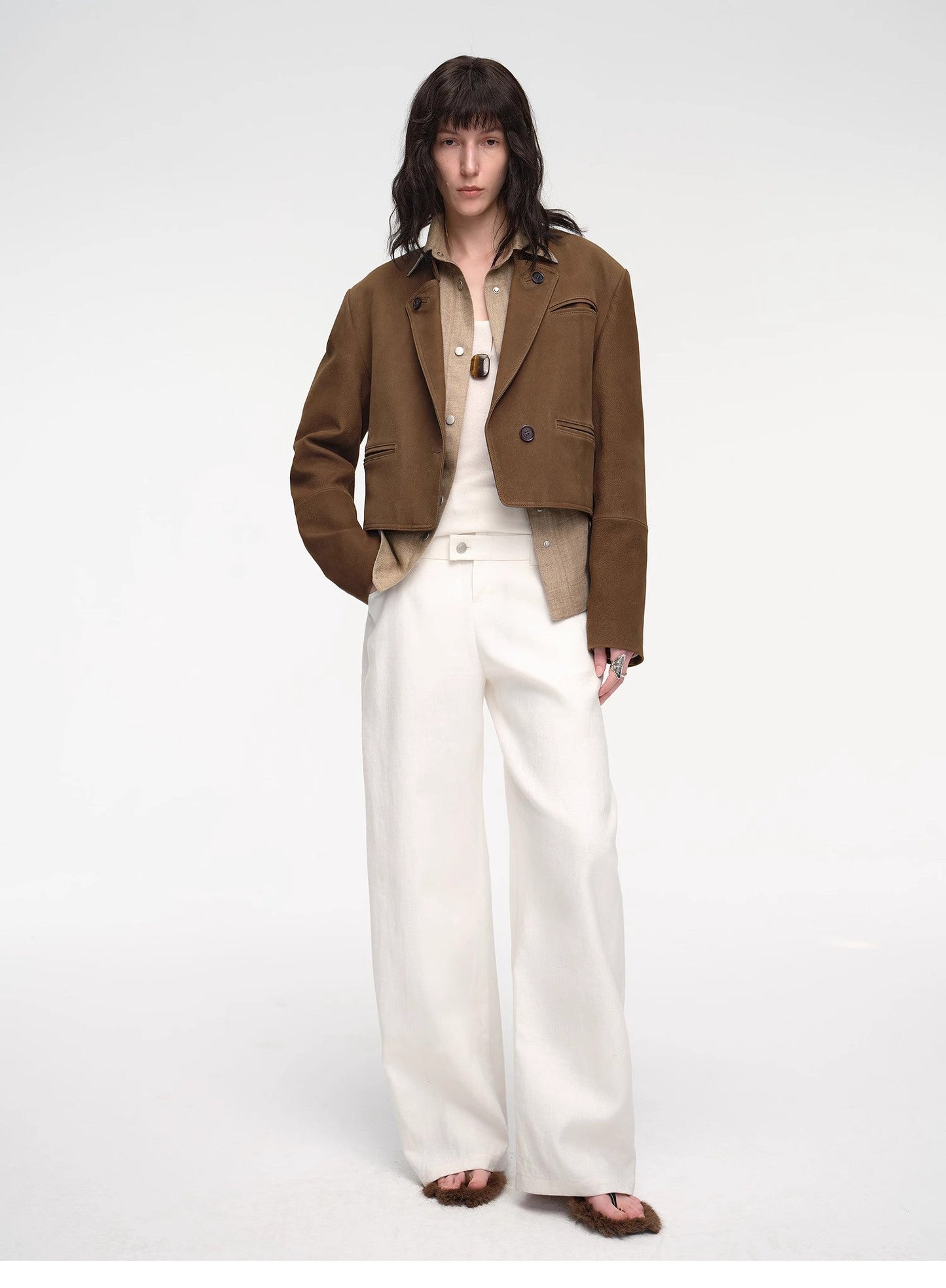 Roman Story Stand Collar Sheepskin Jacket