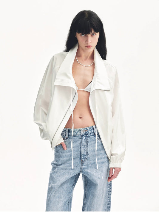 "Front Page Daily" Drawstring Raglan Sleeve Jacket