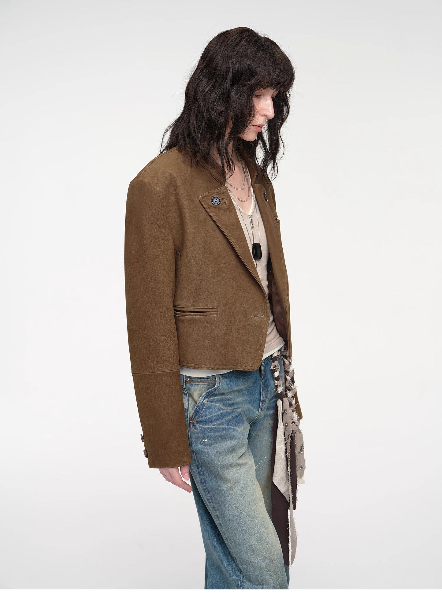 Roman Story Stand Collar Sheepskin Jacket