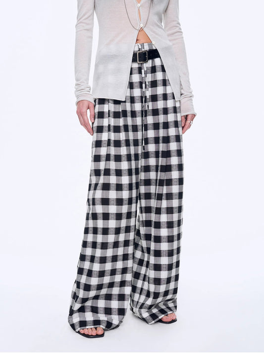 "Plaid Accent" Linen Pants