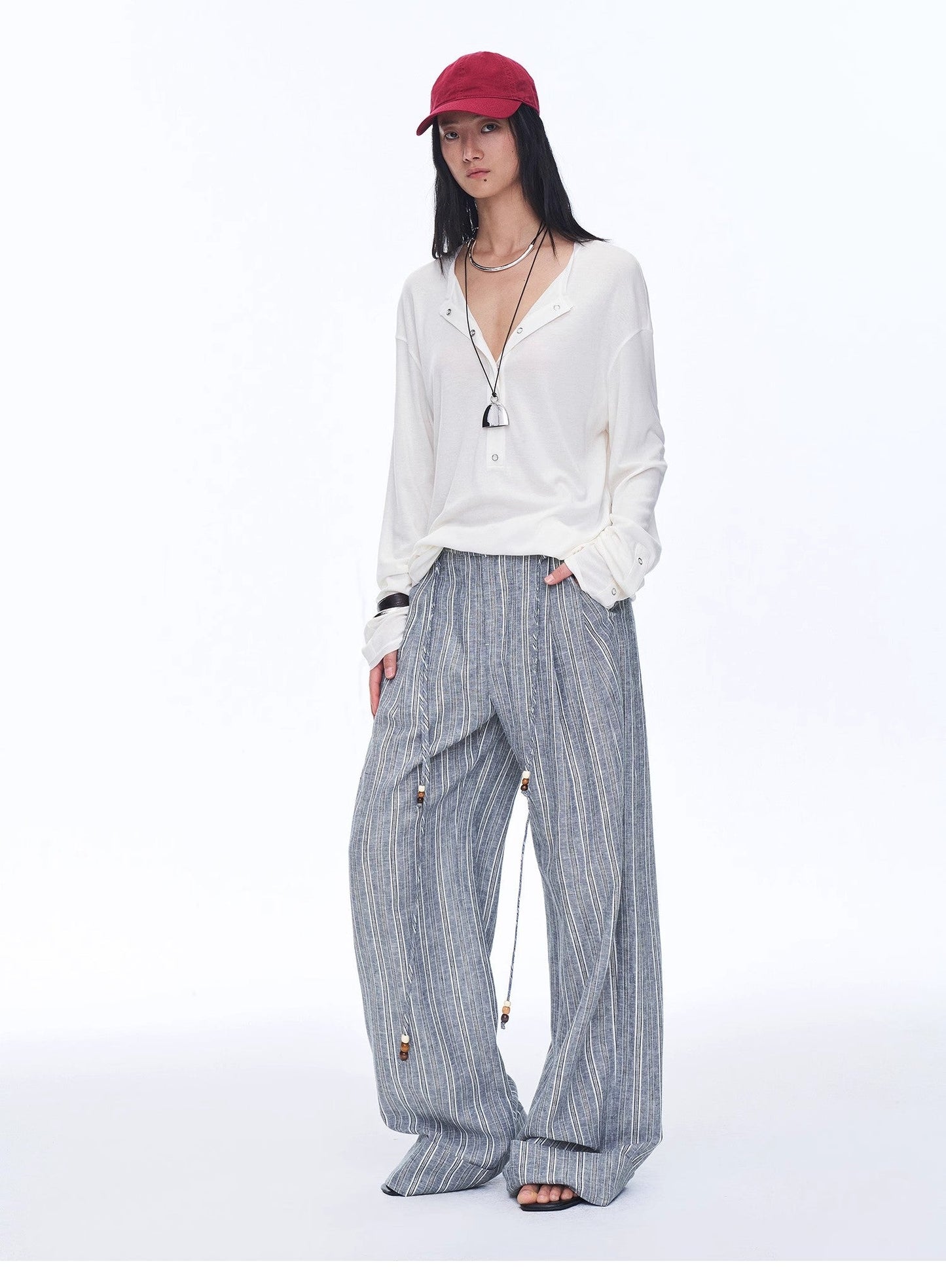 Free Afterglow Retro Style Linen Wide-Leg Casual Pants