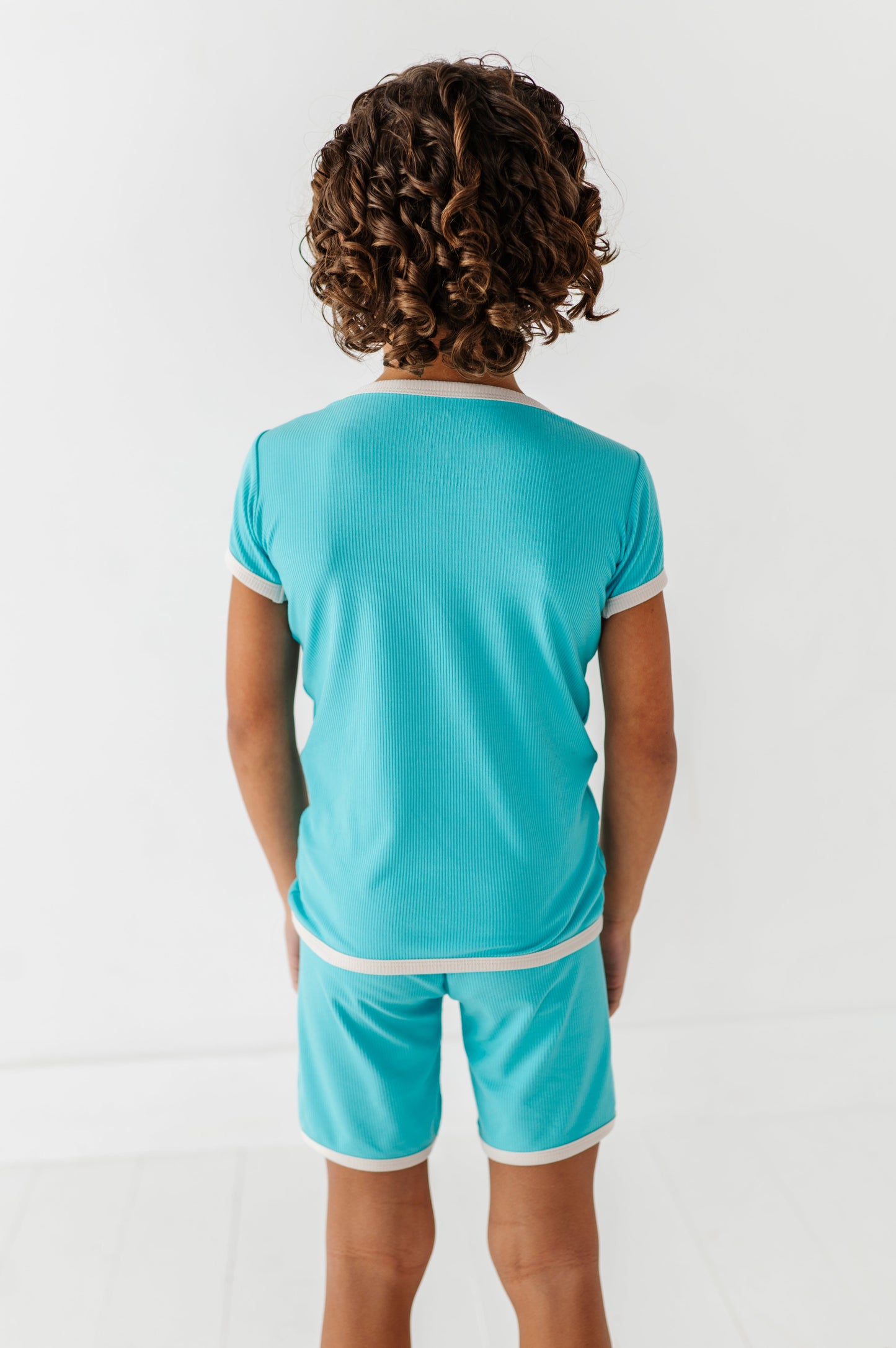 TURQUOISE | Tee + Biker Shorts RIB SET