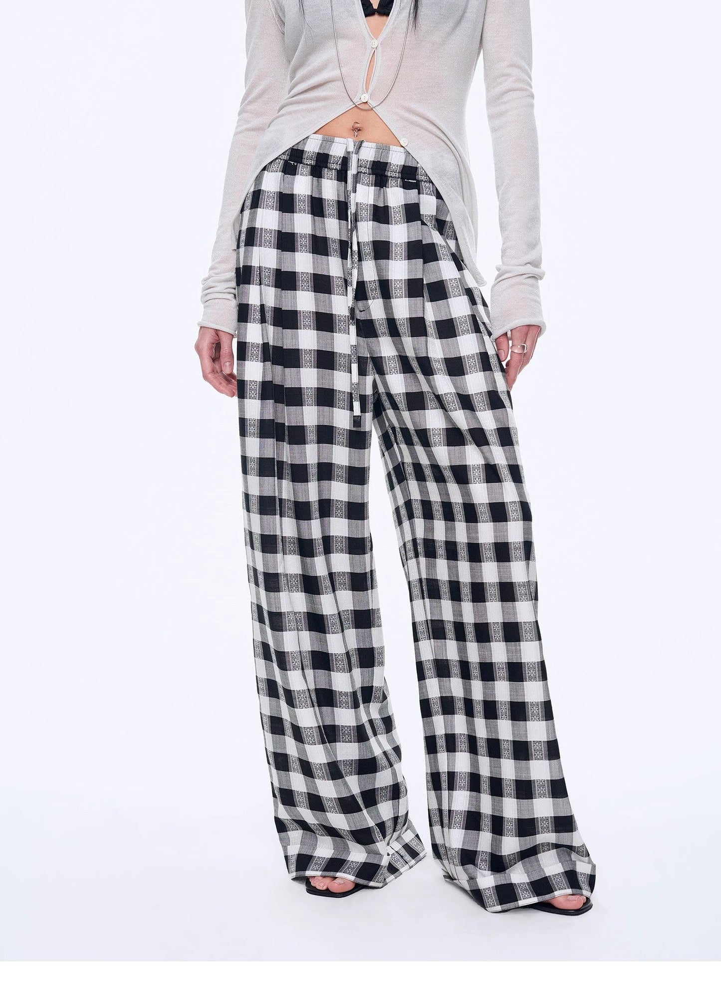 "Plaid Accent" Linen Pants