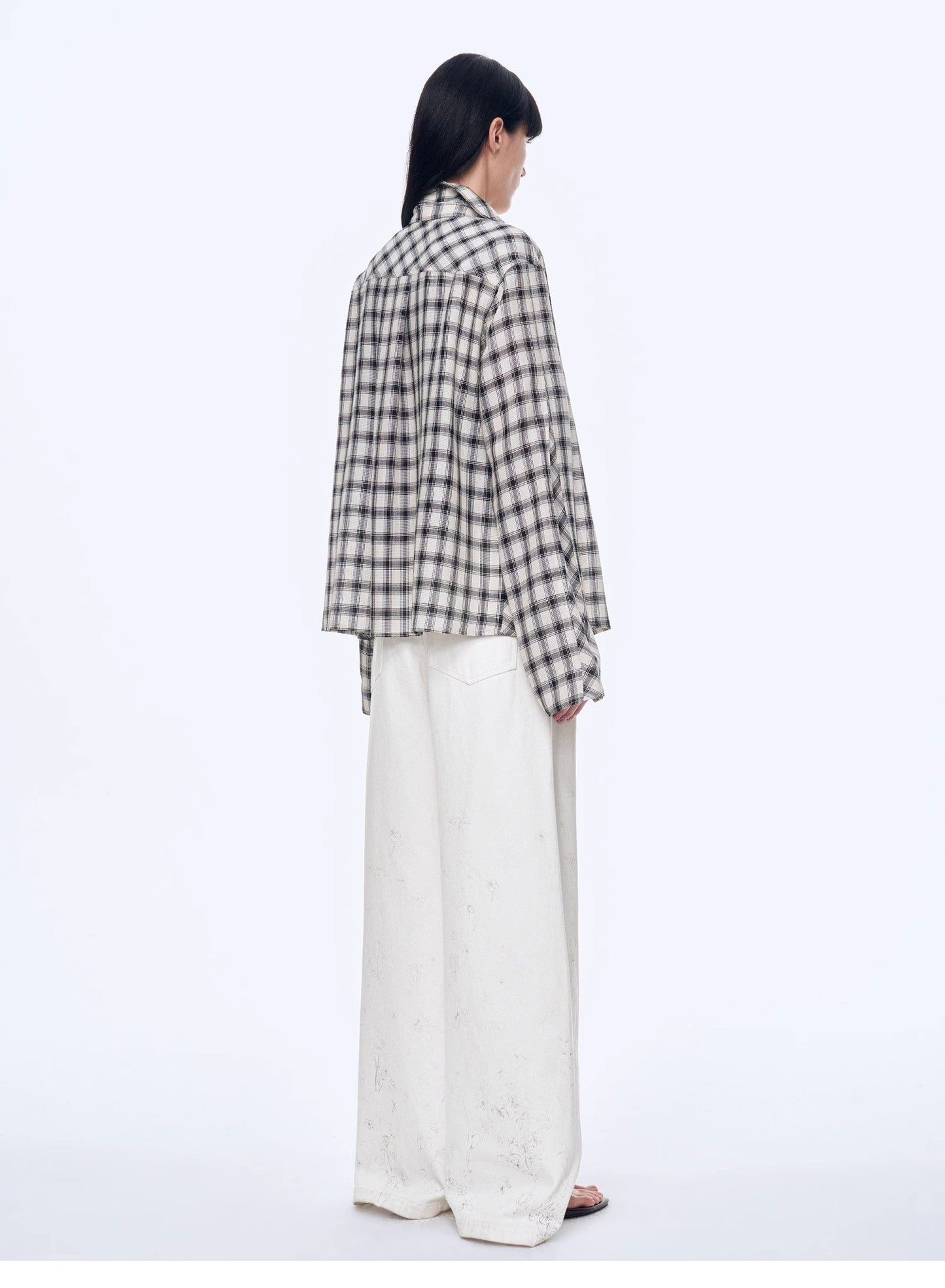 Style Diary Tencel Acetate Jacquard Check Dropped Shoulder Shirt