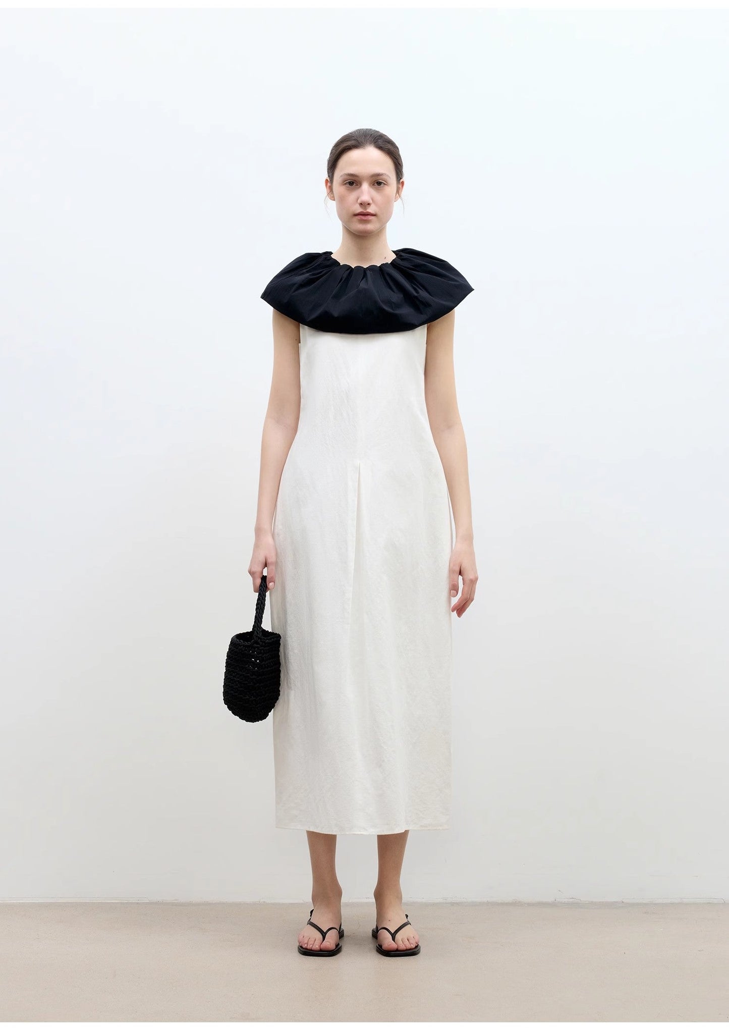 "Deyanuo" Hemp Three-Dimensional Hourglass Sleeveless Round Neck Loose Slim Dress for Women