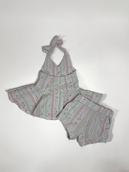 Pink Floral Peplum Set