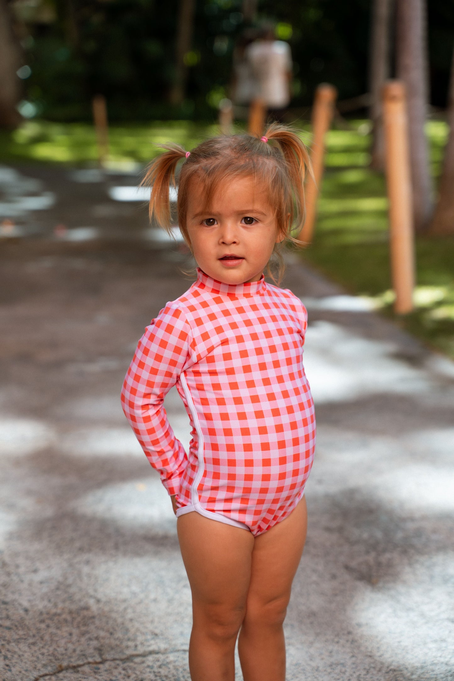 Lola One Piece Kids Swimsuit - Guava Gingham